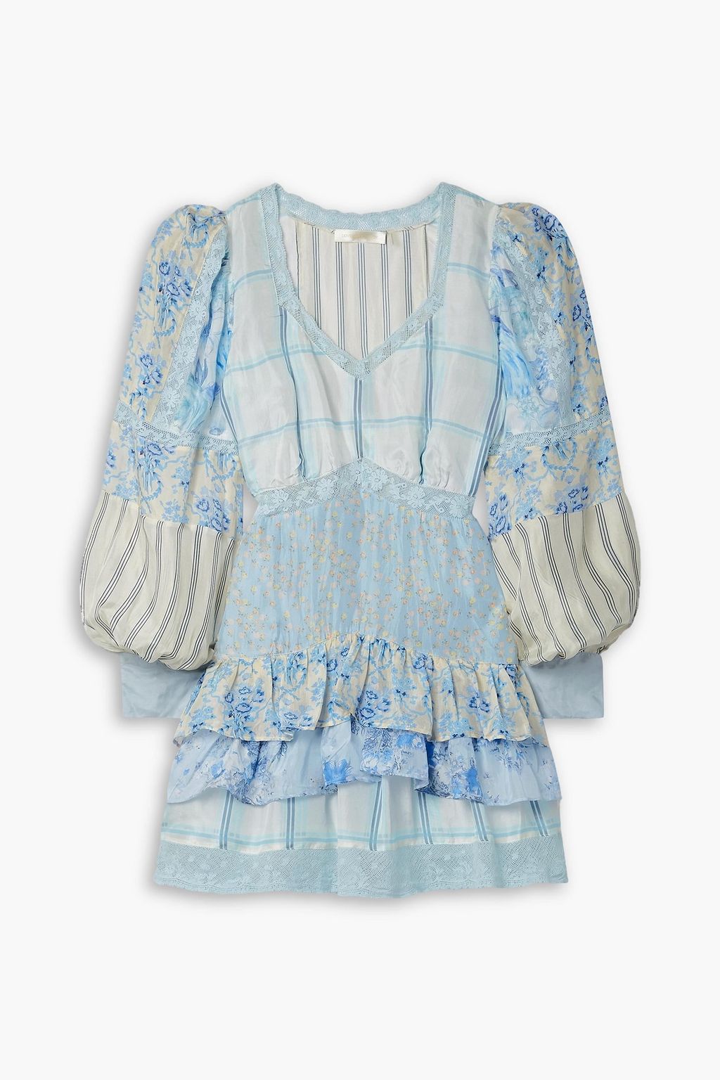 LOVESHACKFANCY Sienne ruffled printed silk crepe de chine mini dress ...