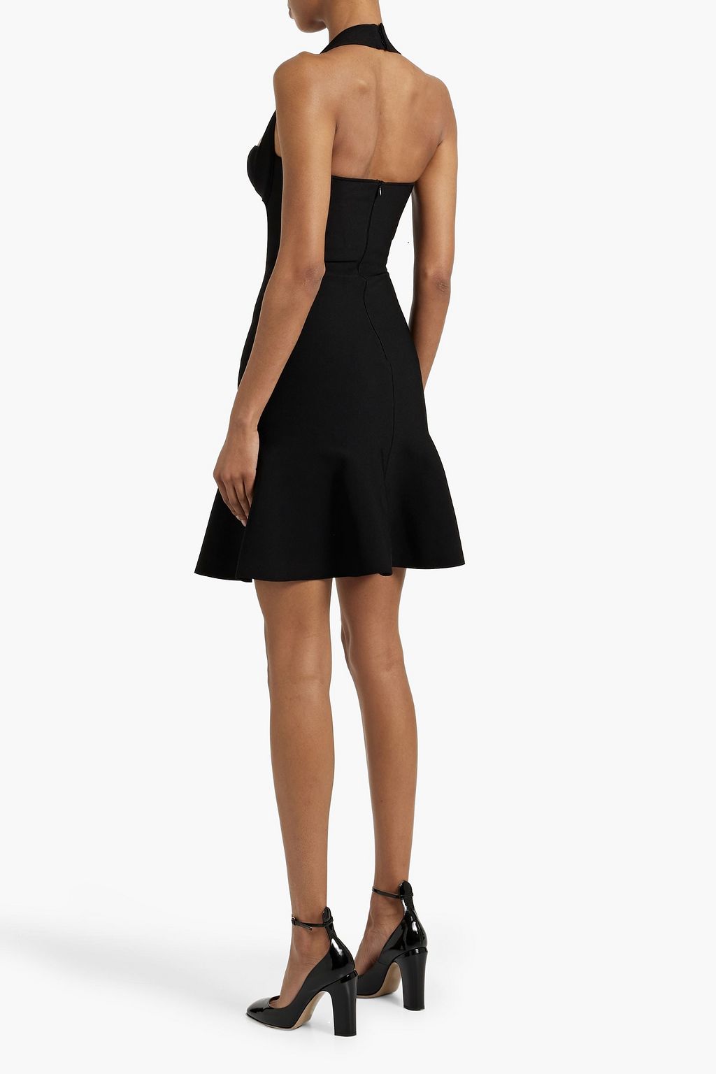 ALAÏA فستان قصير من نسيج مطاط محبوك بياقة هالتر الدائرية