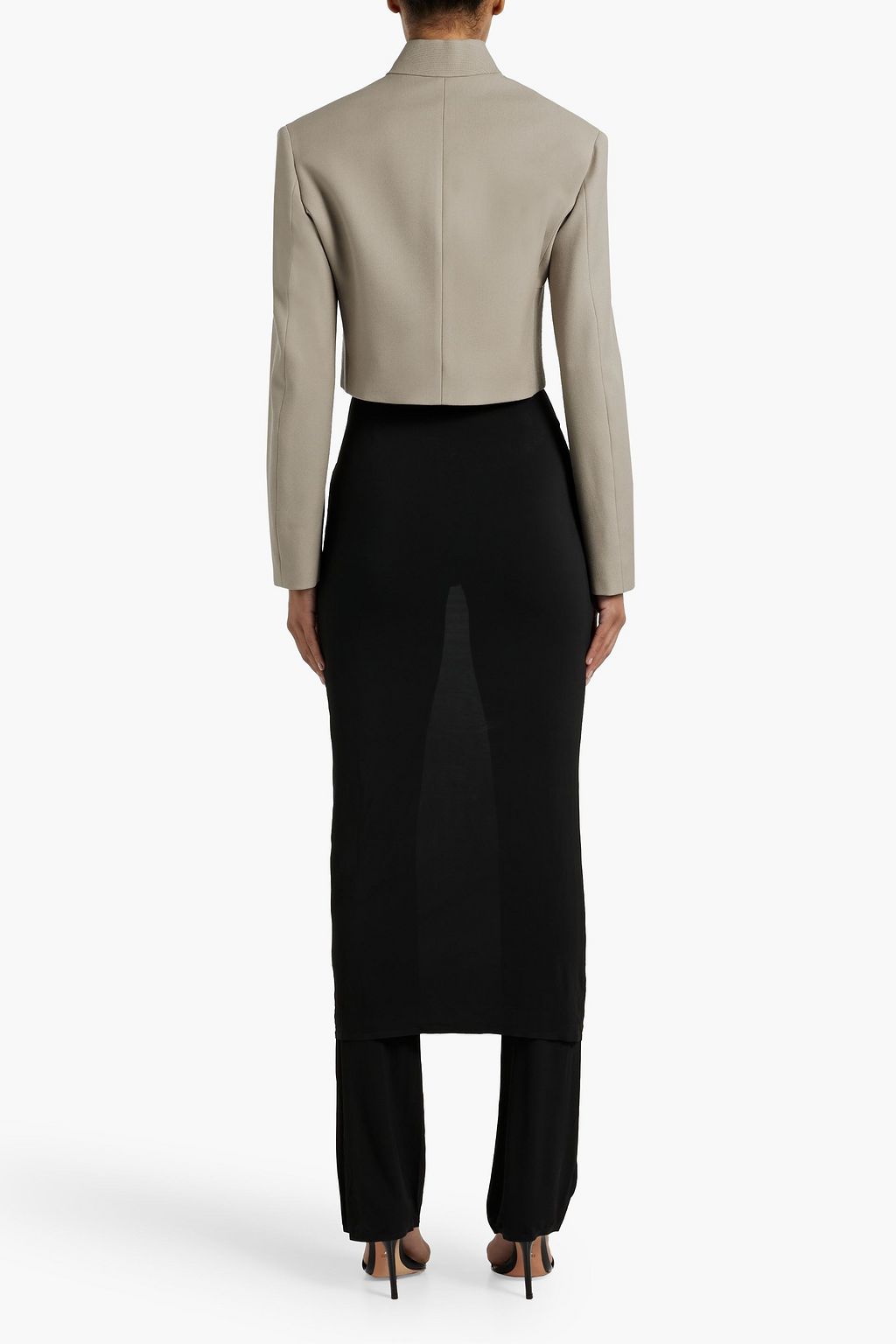 ALAÏA Cropped Jacke aus Woll-Gabardine mit Zierknöpfen