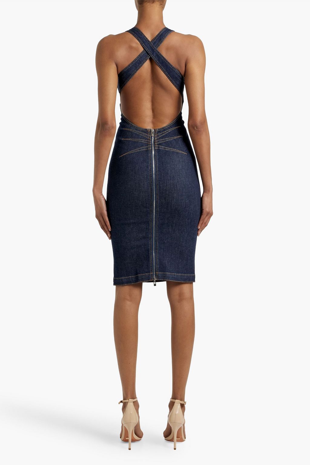 ALAÏA Paneled denim dress