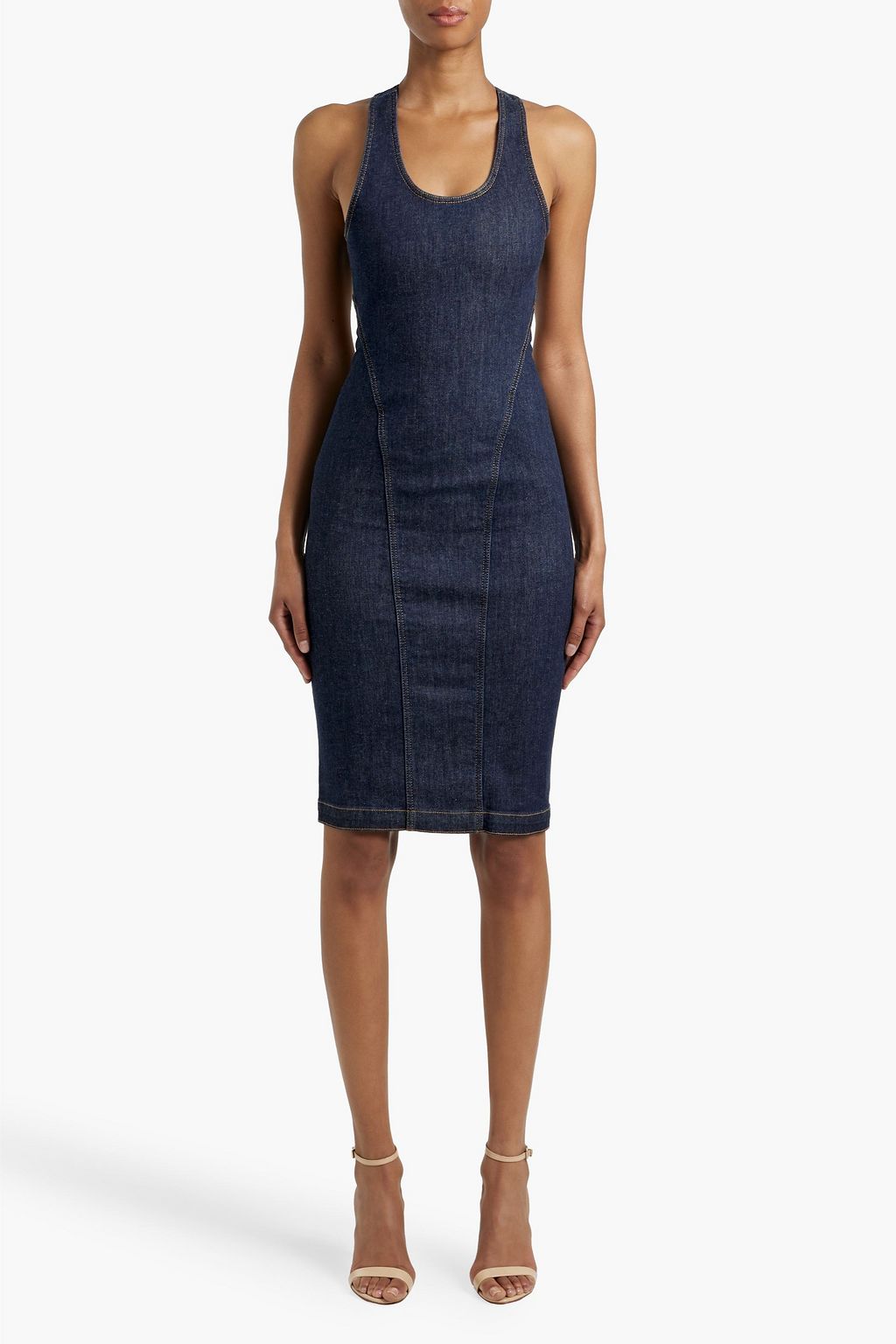 ALAÏA Paneled denim dress