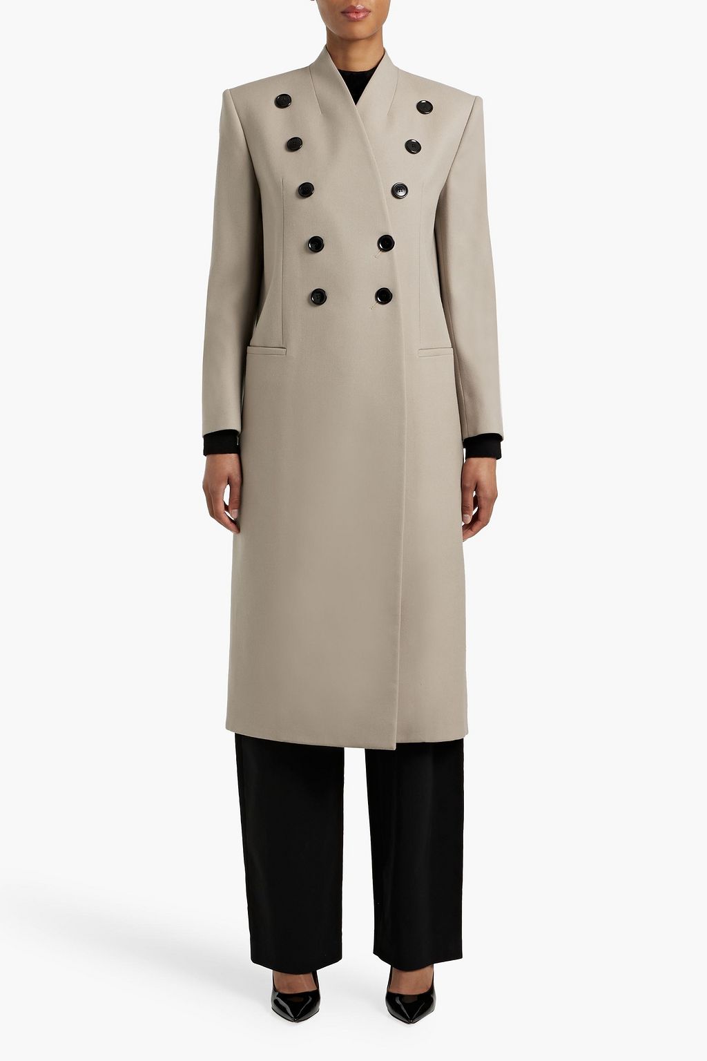 ALAÏA Button-embellished wool-gabardine coat