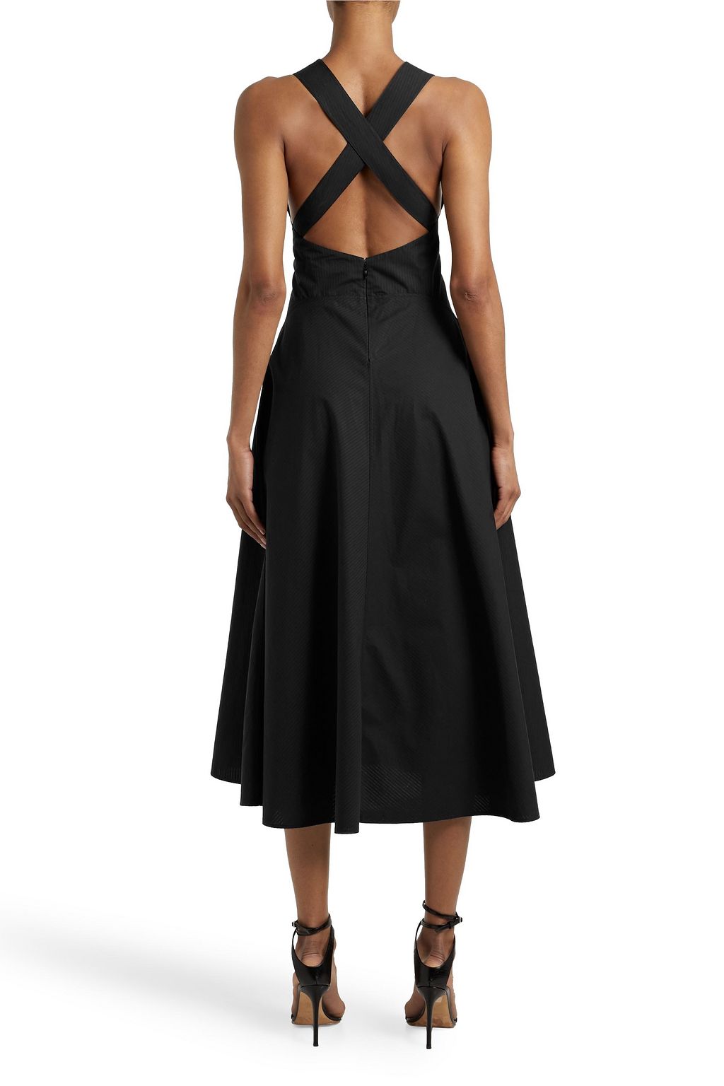 ALAÏA Striped cotton-poplin midi dress