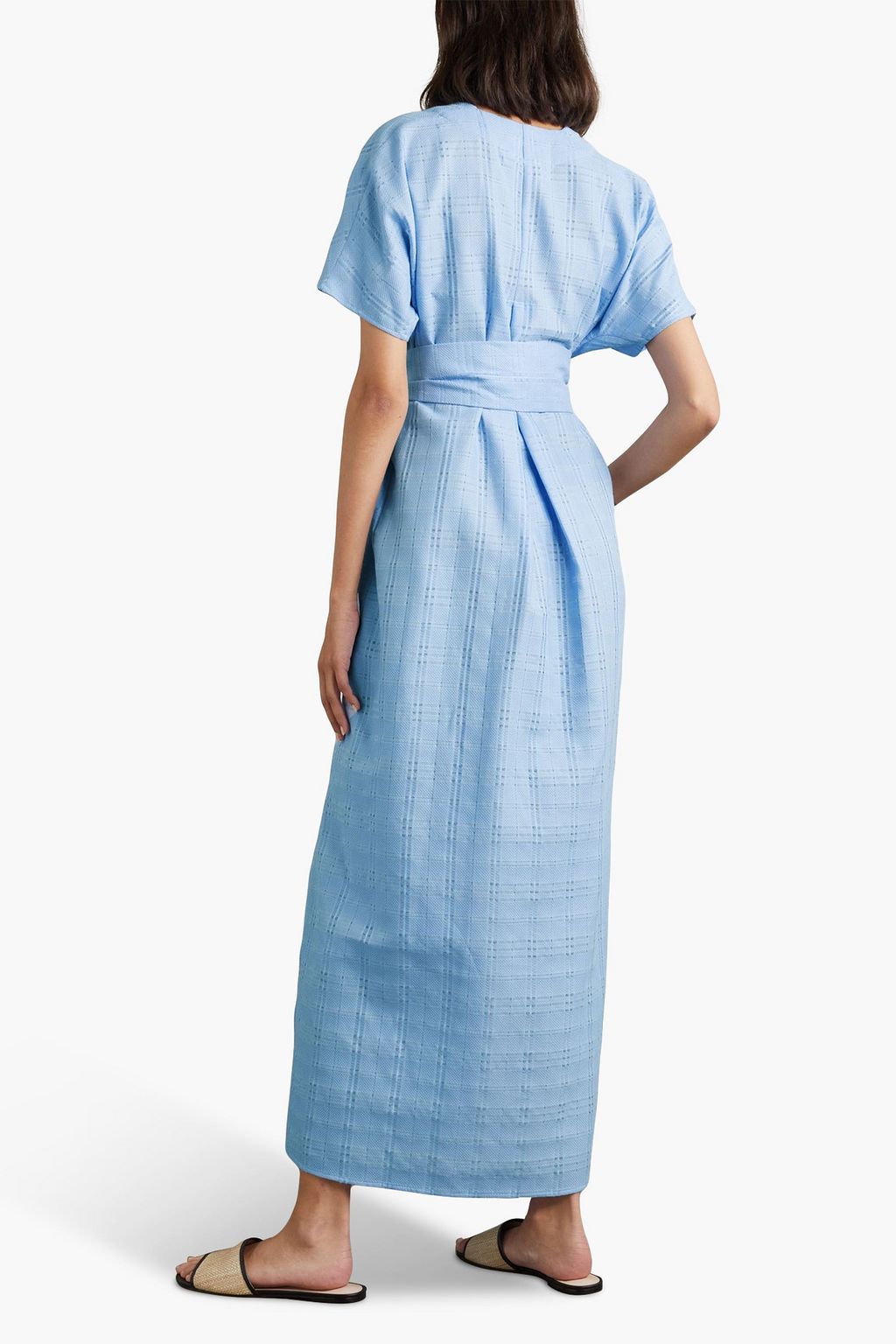 LISA MARIE FERNANDEZ Rosetta belted checked cottonjacquard maxi dress THE