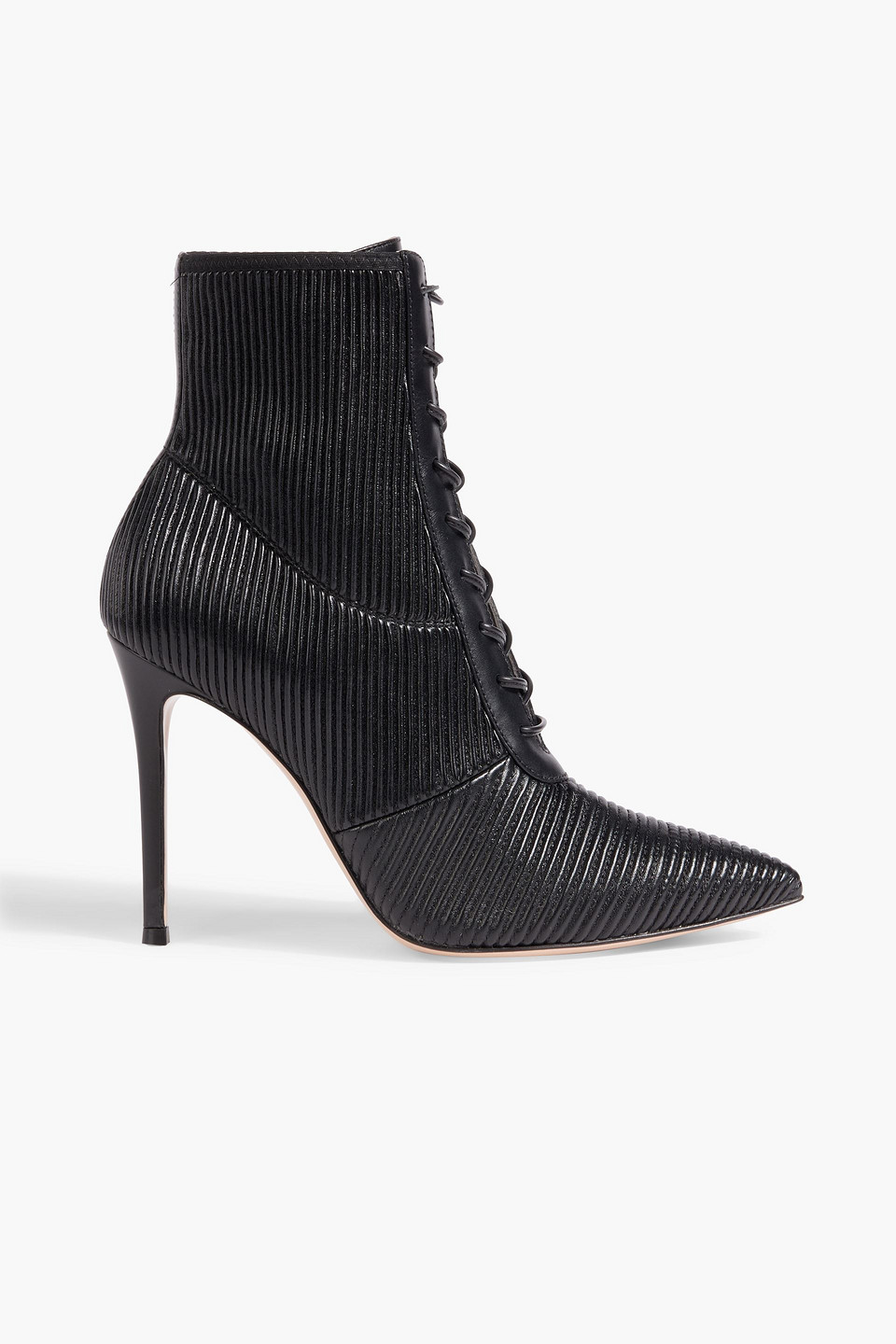 Gianvito Rossi Zina Lace-up Quilted Leather Ankle Boots In Black