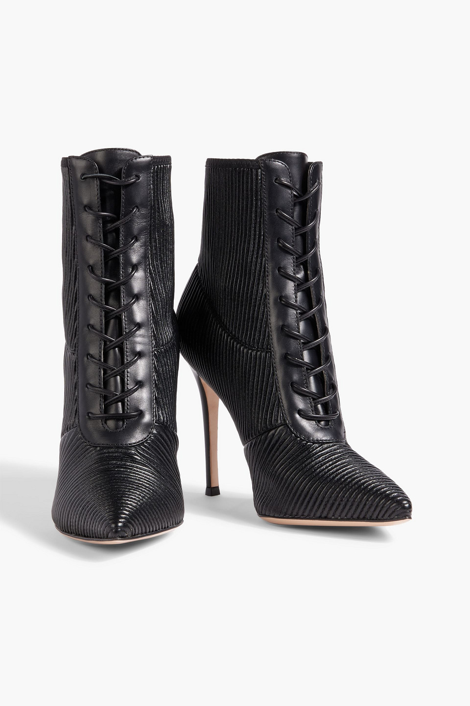 Gianvito Rossi Zina Lace-up Quilted Leather Ankle Boots In Black