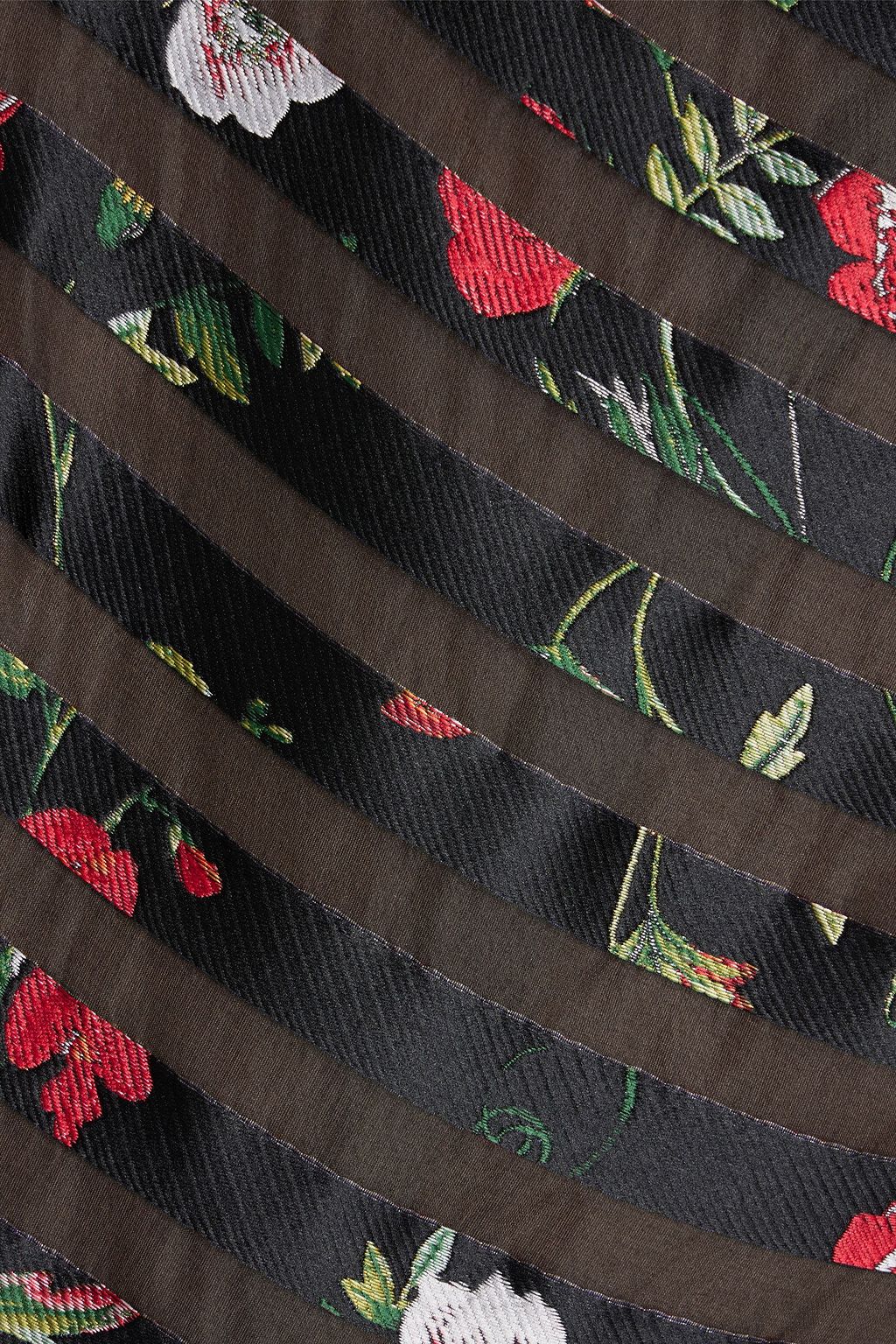 OSCAR DE LA RENTA Pleated floral-jacquard gown