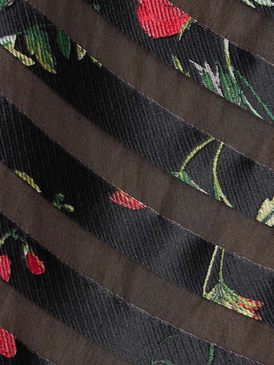 pleated floral-jacquard gown