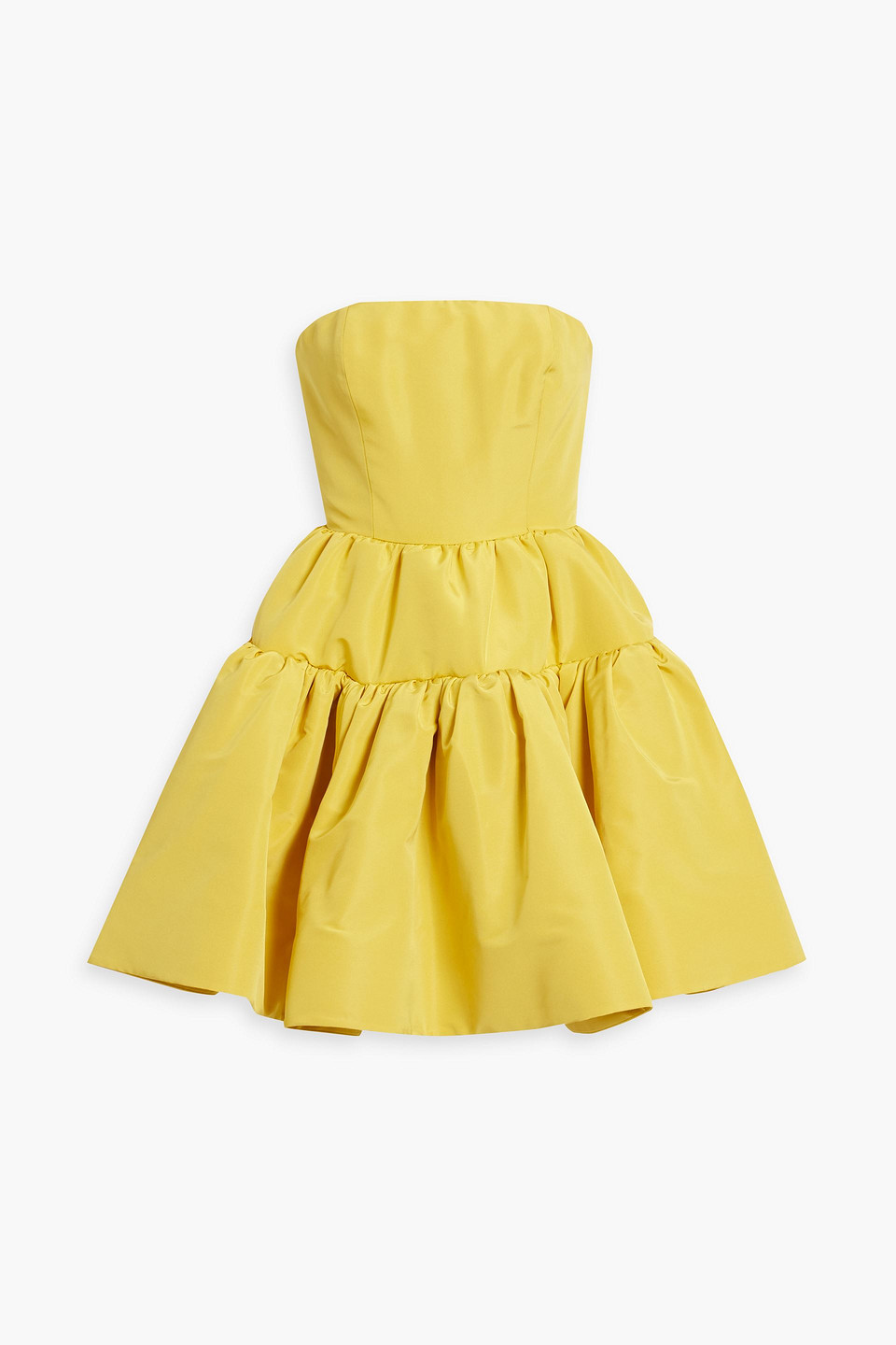 Oscar De La Renta Strapless Ruffled Silk-taffeta Mini Dress In Yellow