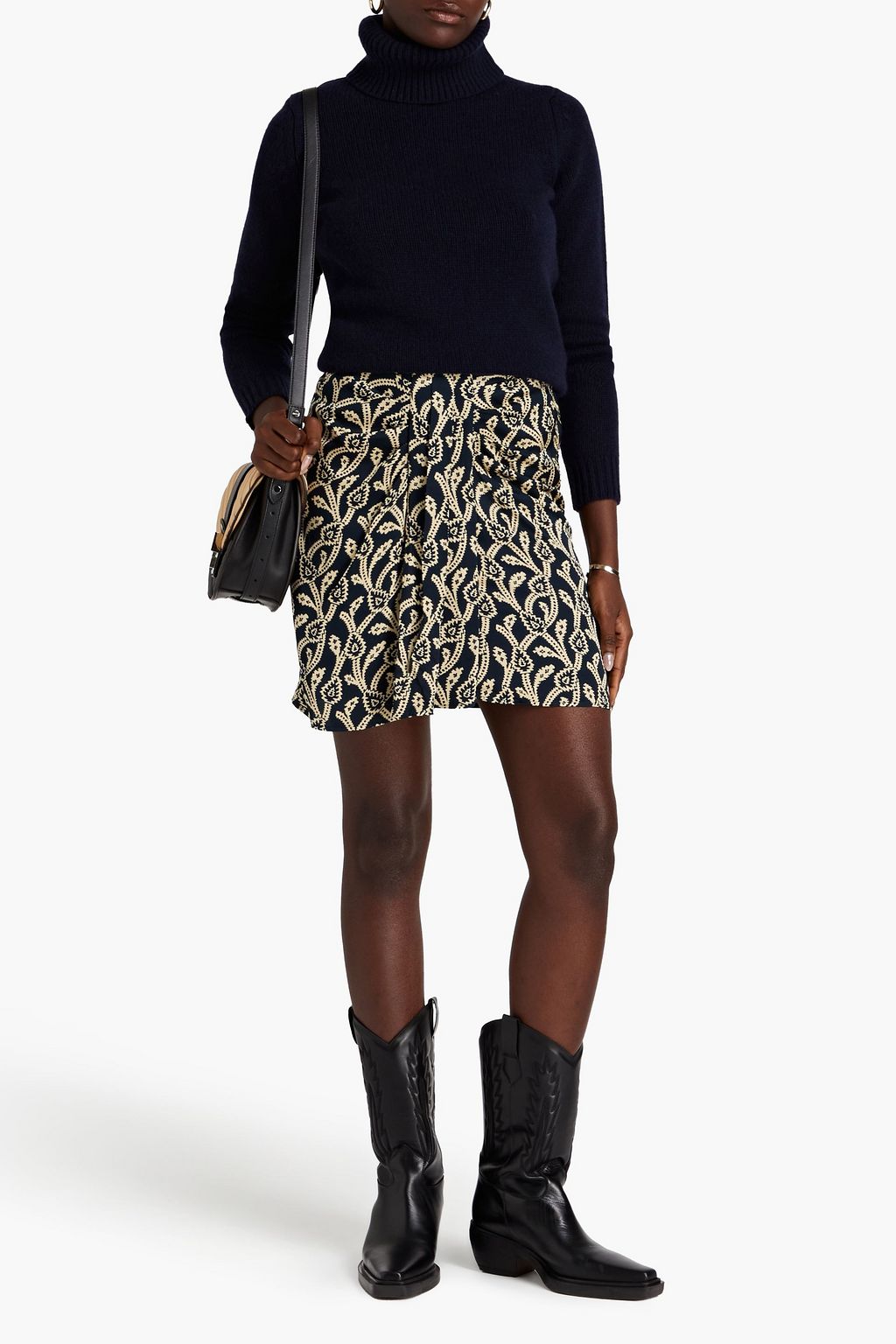 BA&SH Ocea printed satin mini skirt