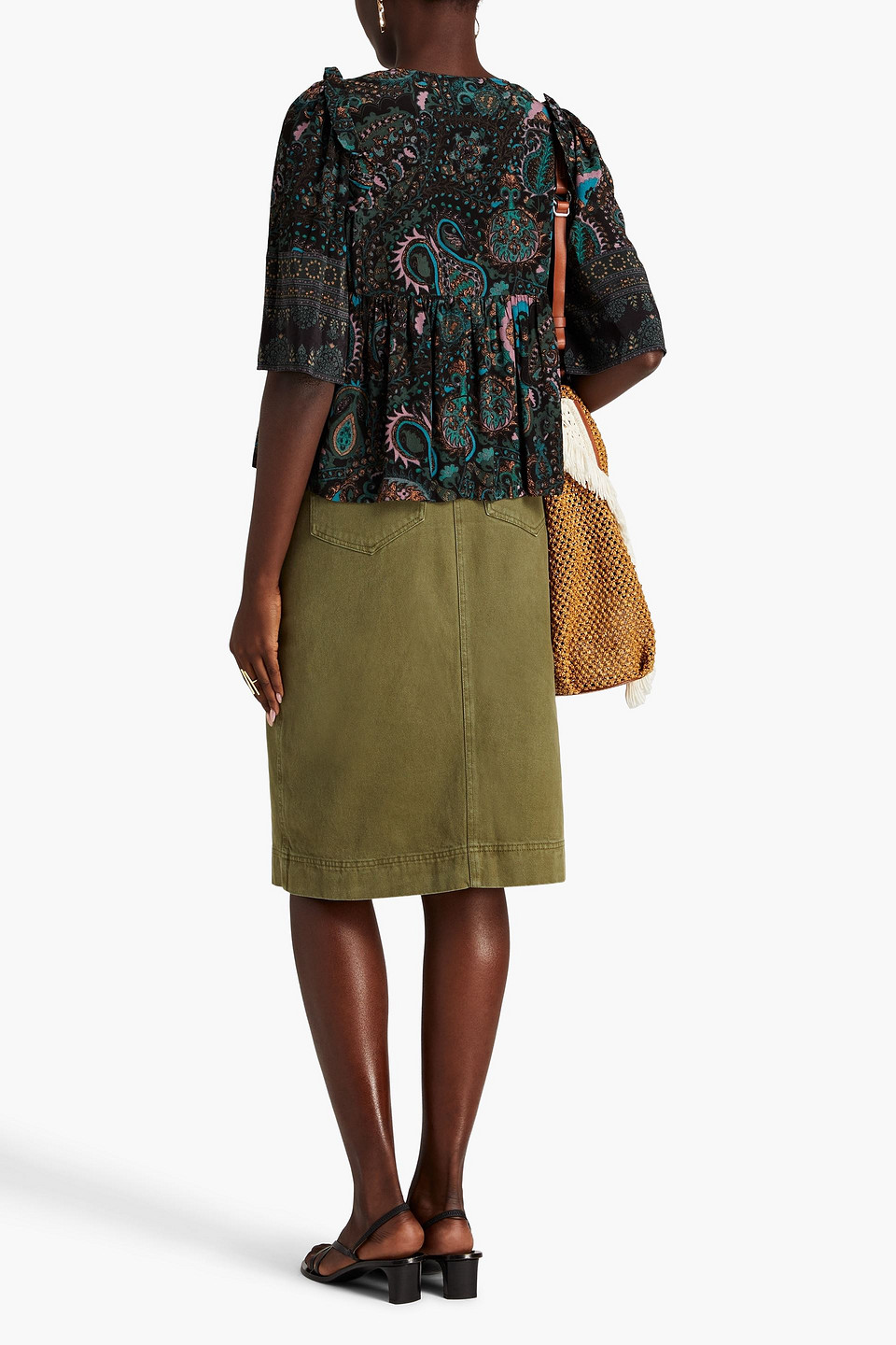 Ba&sh Zarry Paisley-print Crepe Blouse In Black