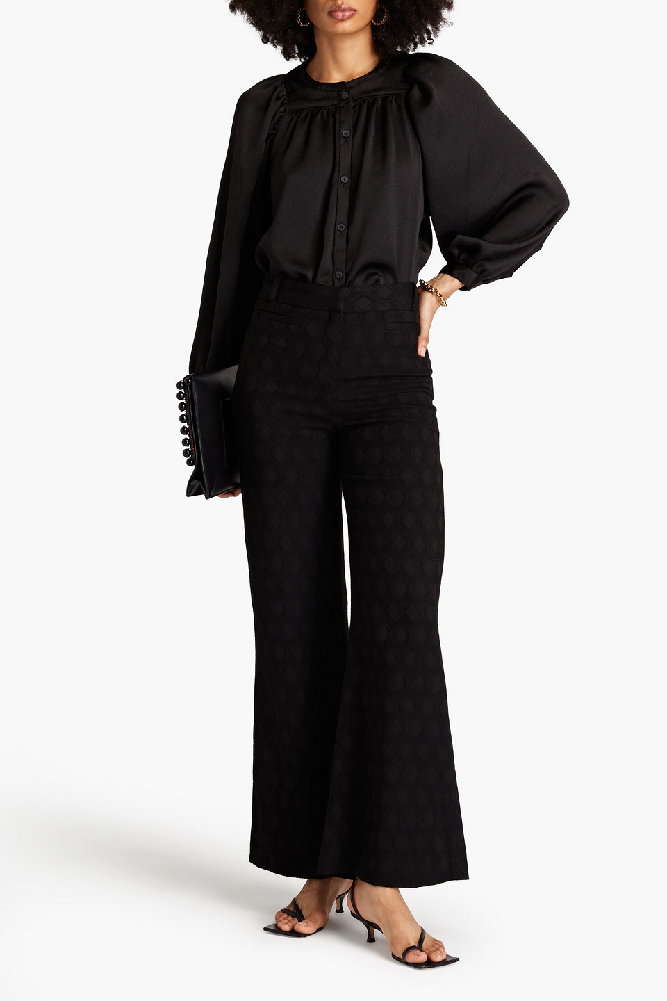 BA&SH REBECA HAMMERED SATIN-CREPE BLOUSE