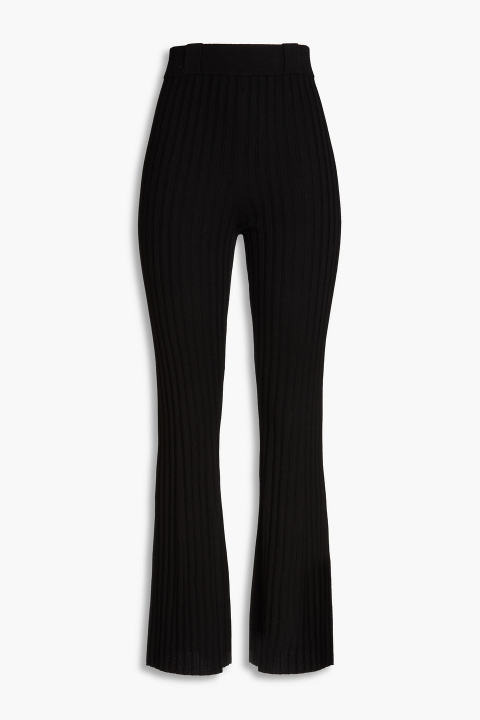 Shop Ba&sh Gimmo Ribbed-knit Straight-leg Pants In Black