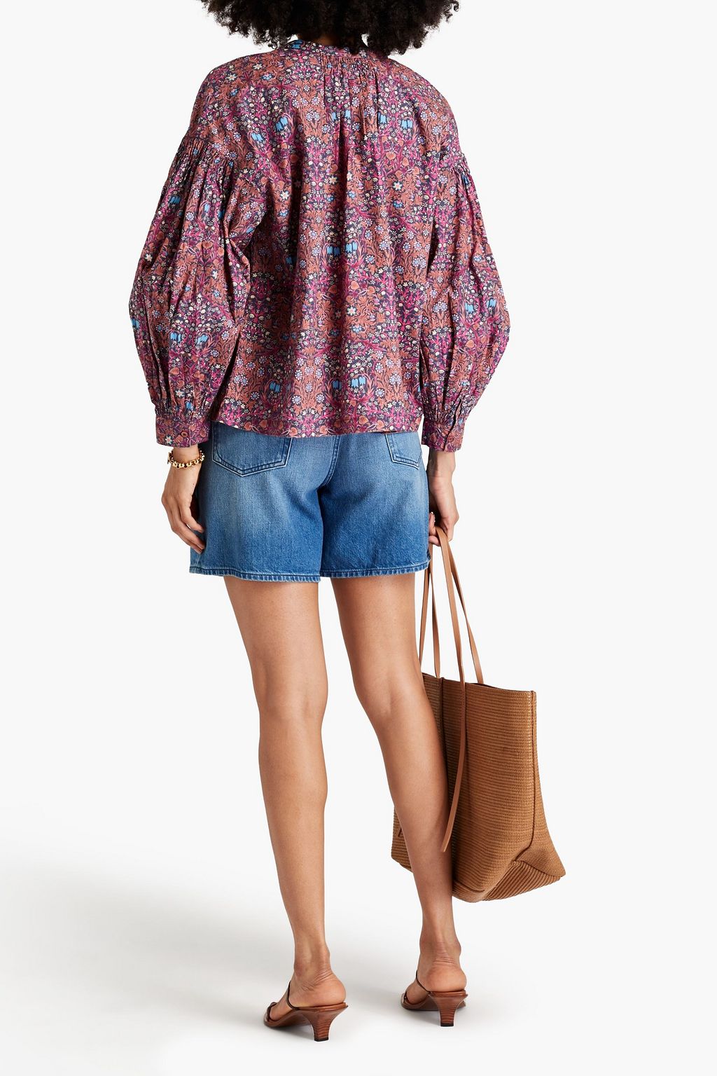 BA&SH Ulysse gathered floral-print cotton-poplin blouse