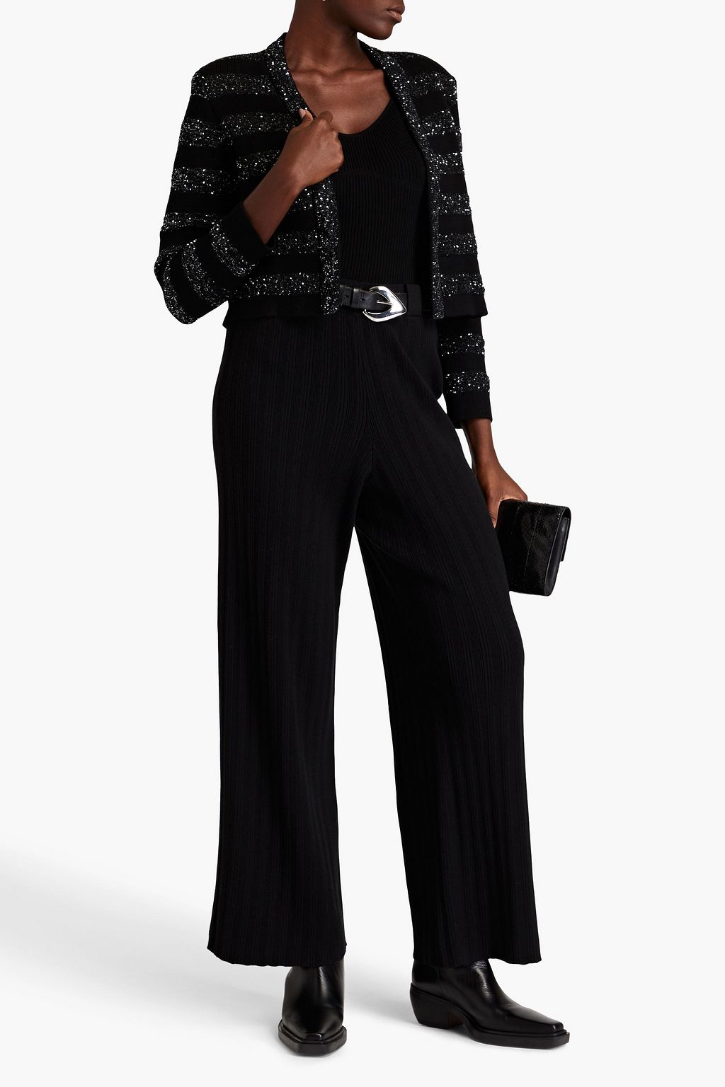 BA&SH Erwan ribbed-knit wide-leg pants