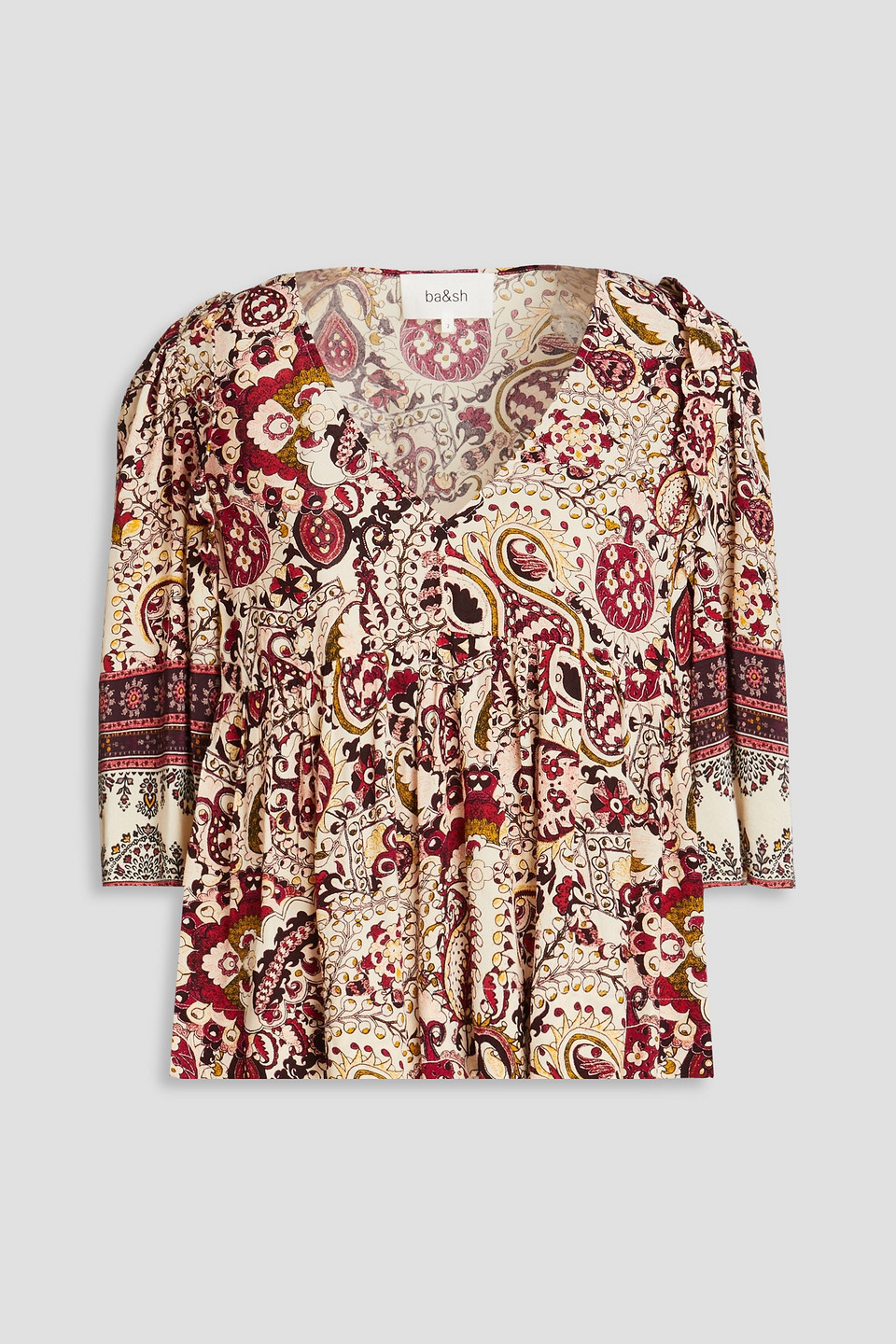 Ba&sh Zarry Paisley-print Crepe Blouse In Ivory