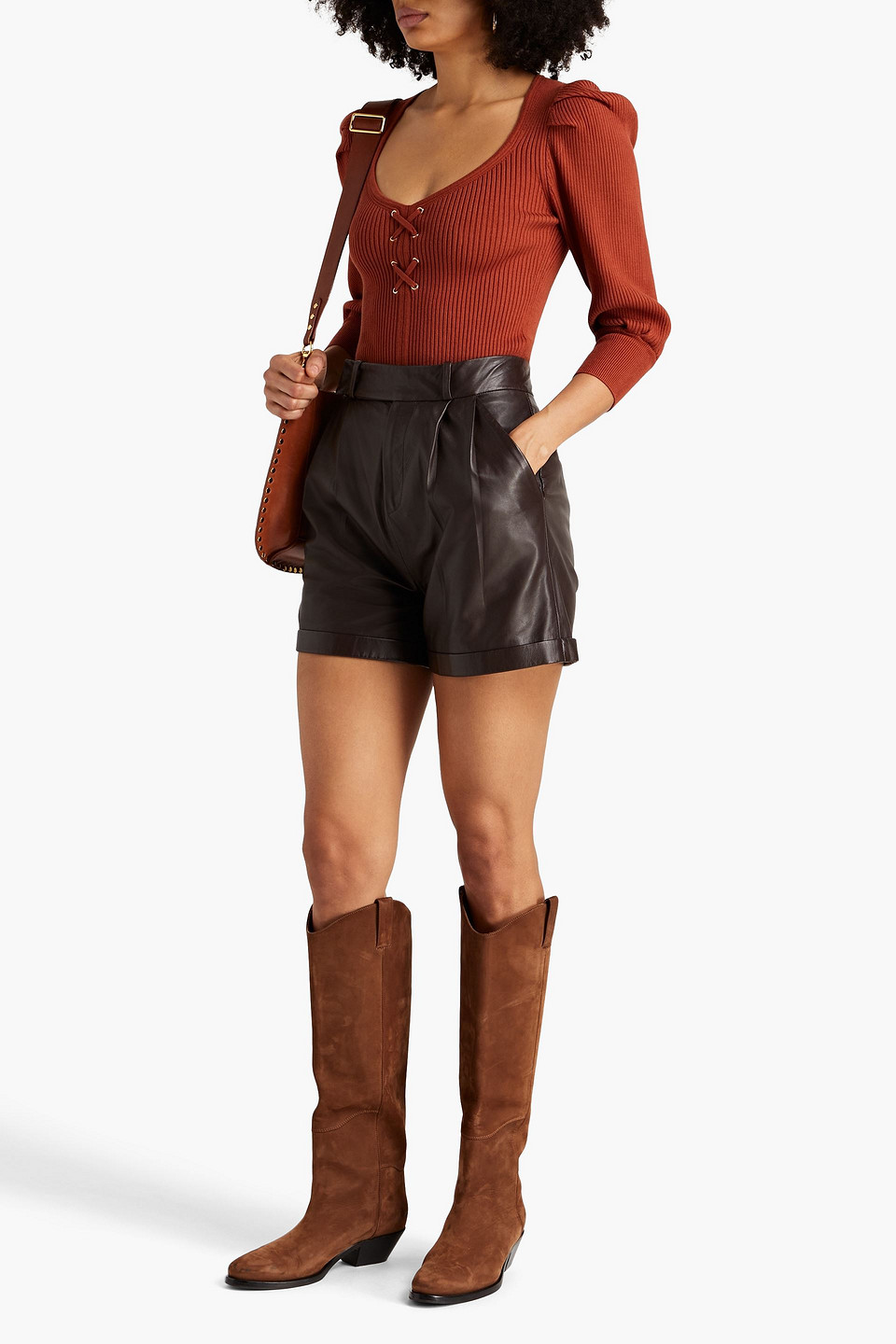 Ba&sh Pullover Aus Rippstrick Mit Raffungen In Brick
