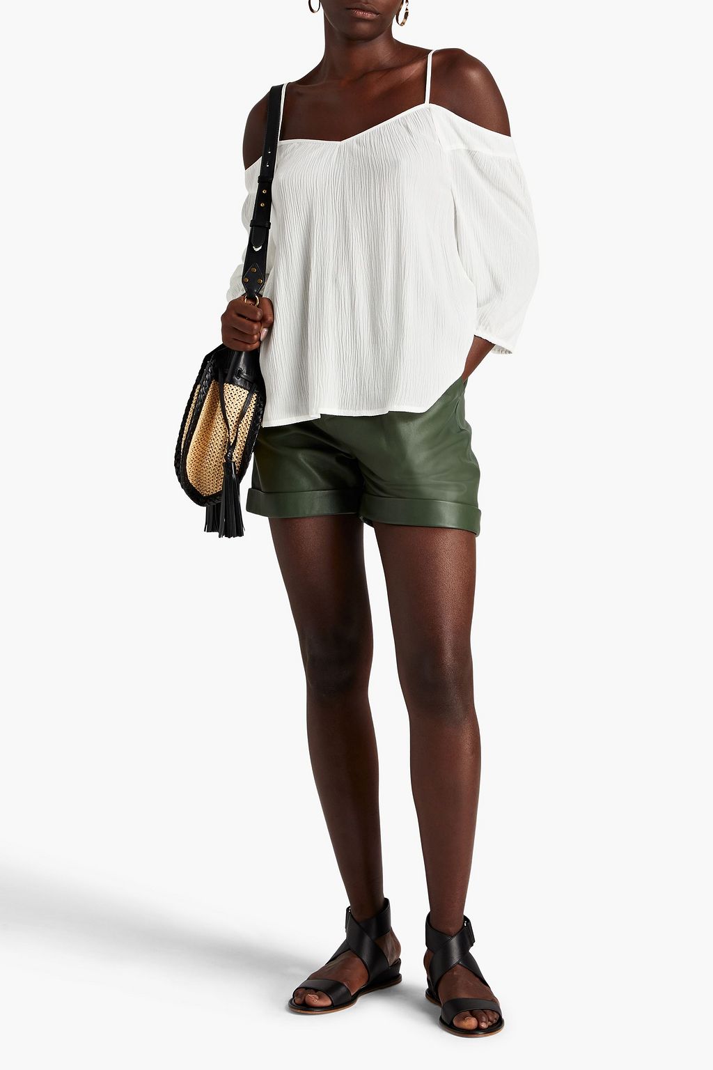 BA&SH Cold-shoulder crepe top