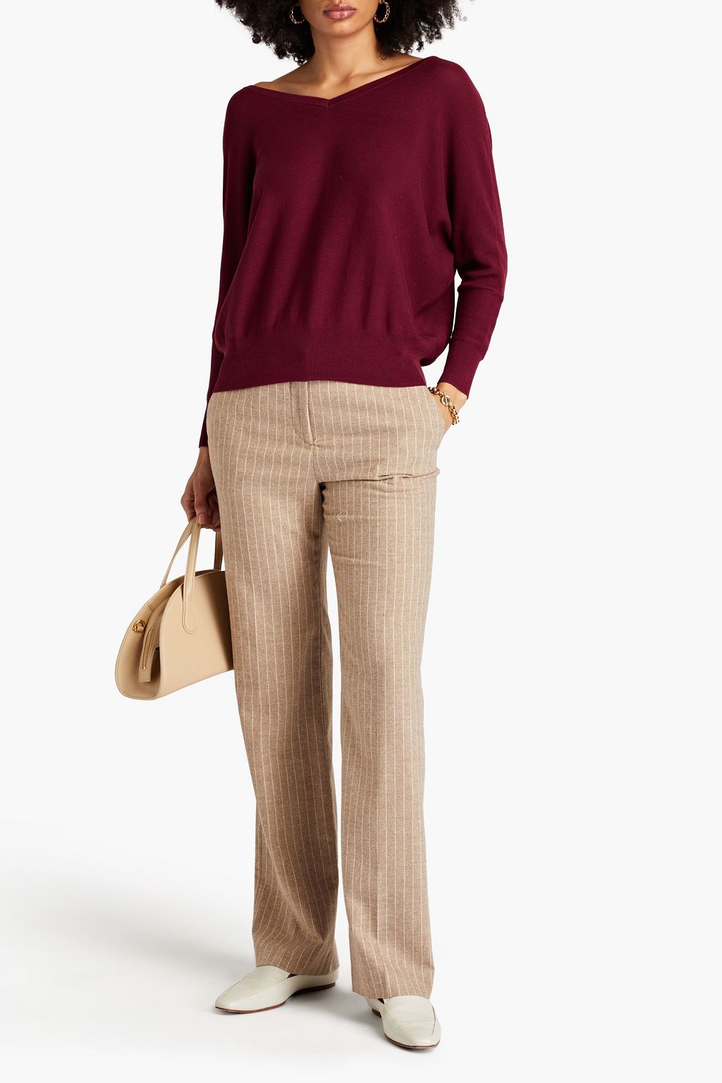 BA&SH Tamo pinstriped flannel straight-leg pants