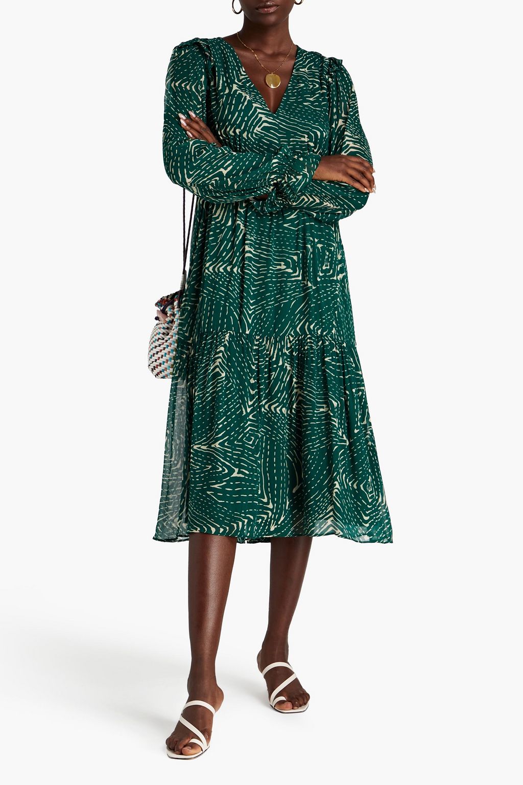 BA&SH Gabriela printed georgette midi dress