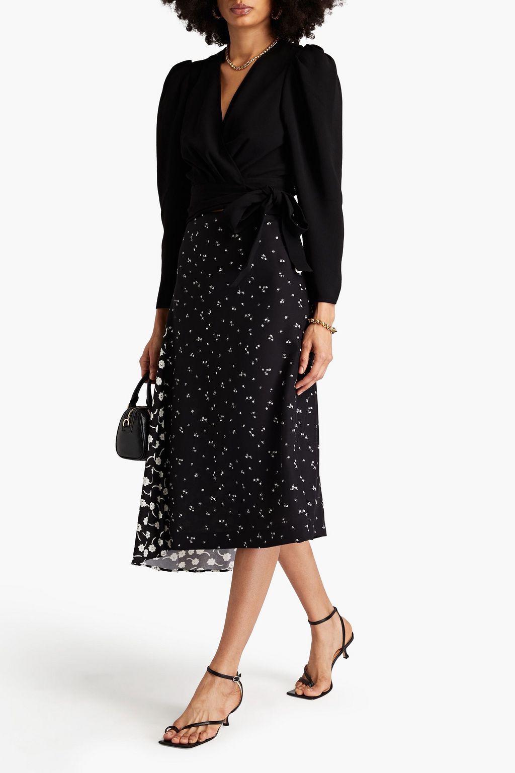 BA&SH Oxane cropped pleated crepe wrap top