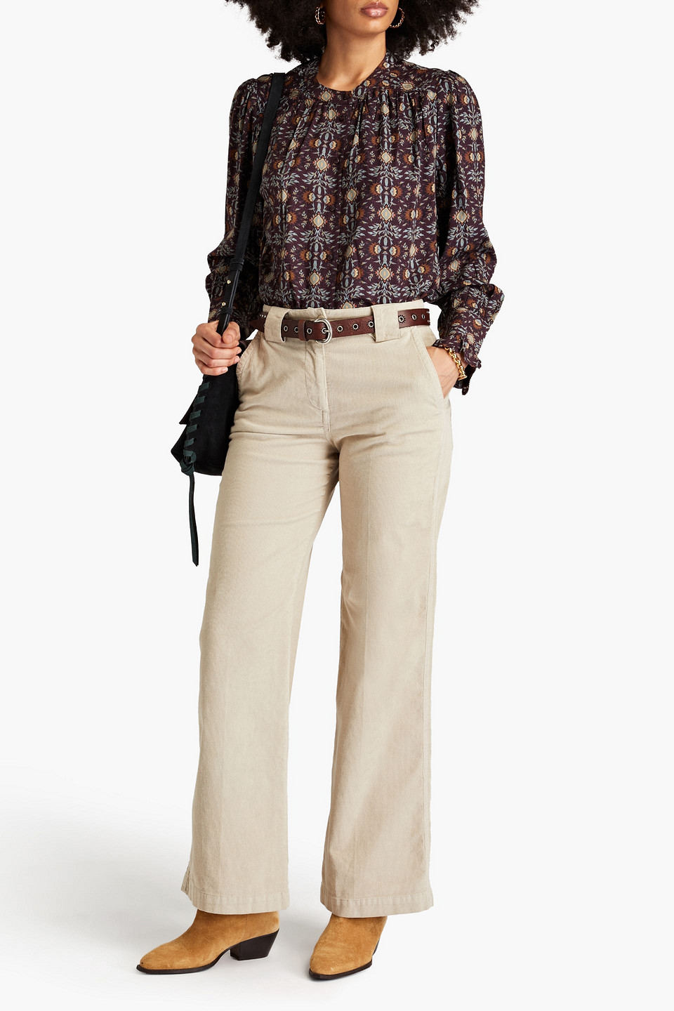 Shop Ba&sh Nevo Cotton-blend Corduroy Wide-leg Pants In Neutral