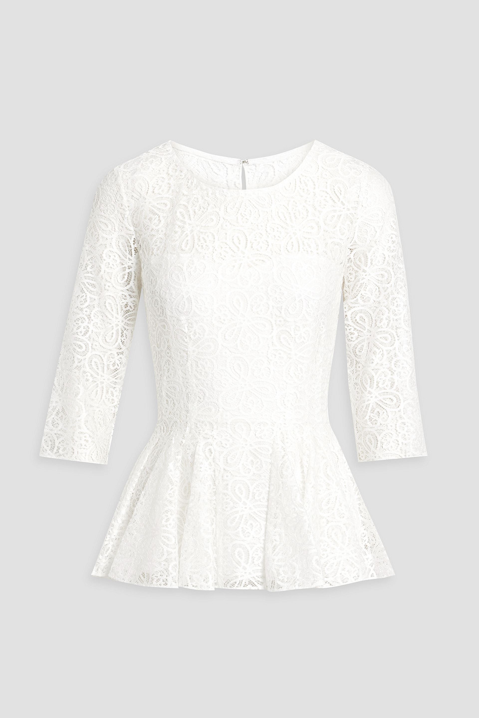 Oscar De La Renta Lace Peplum Top In White