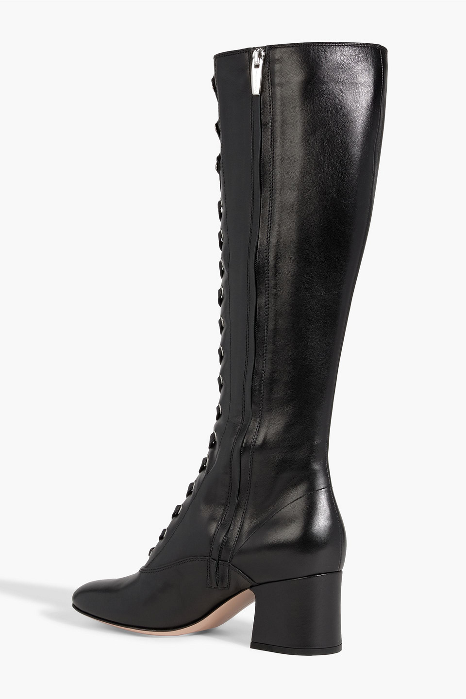 Gianvito Rossi Lace-up Leather Knee Boots In Black