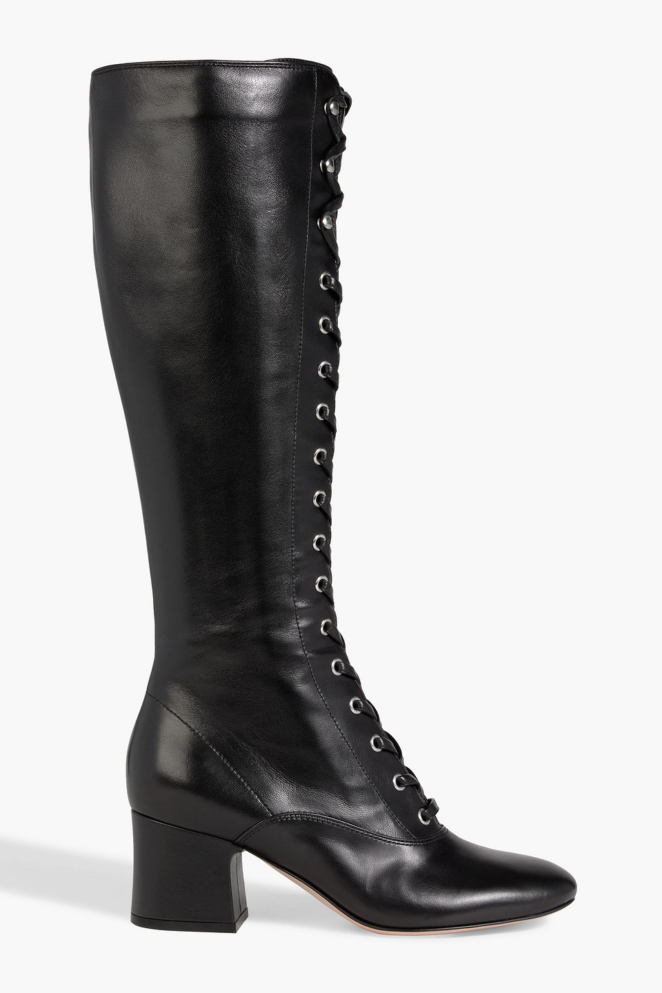 Gianvito Rossi Lace-up Leather Knee Boots In Black