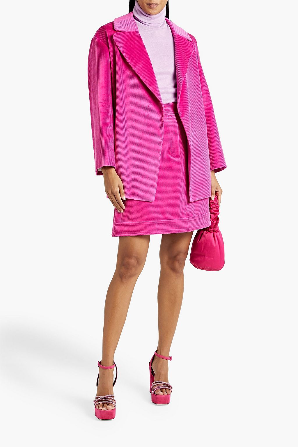 OSCAR DE LA RENTA بليزر من قطن مخمل مضلّع