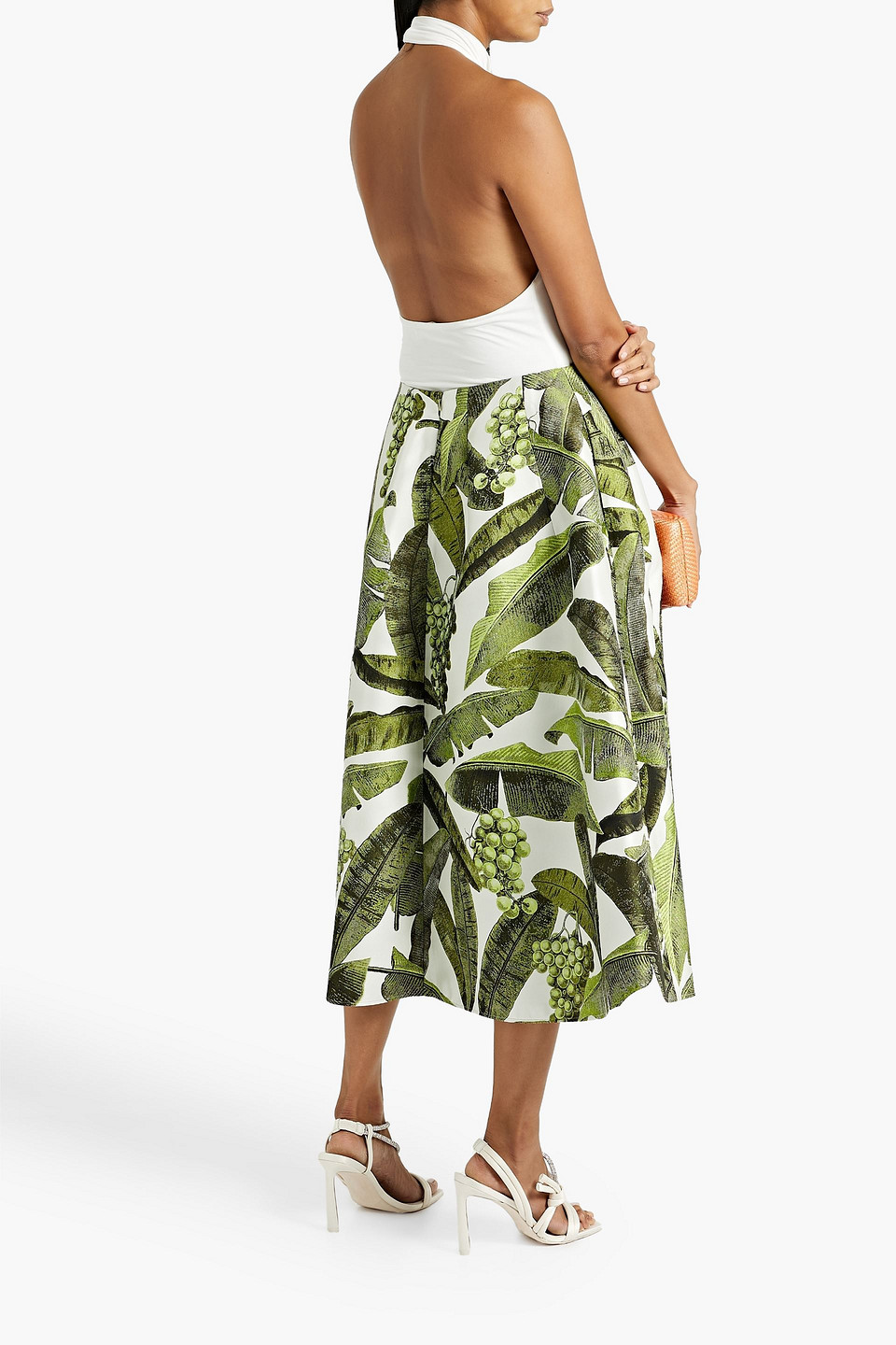 Oscar De La Renta Jacquard Midi Skirt In Leaf Green
