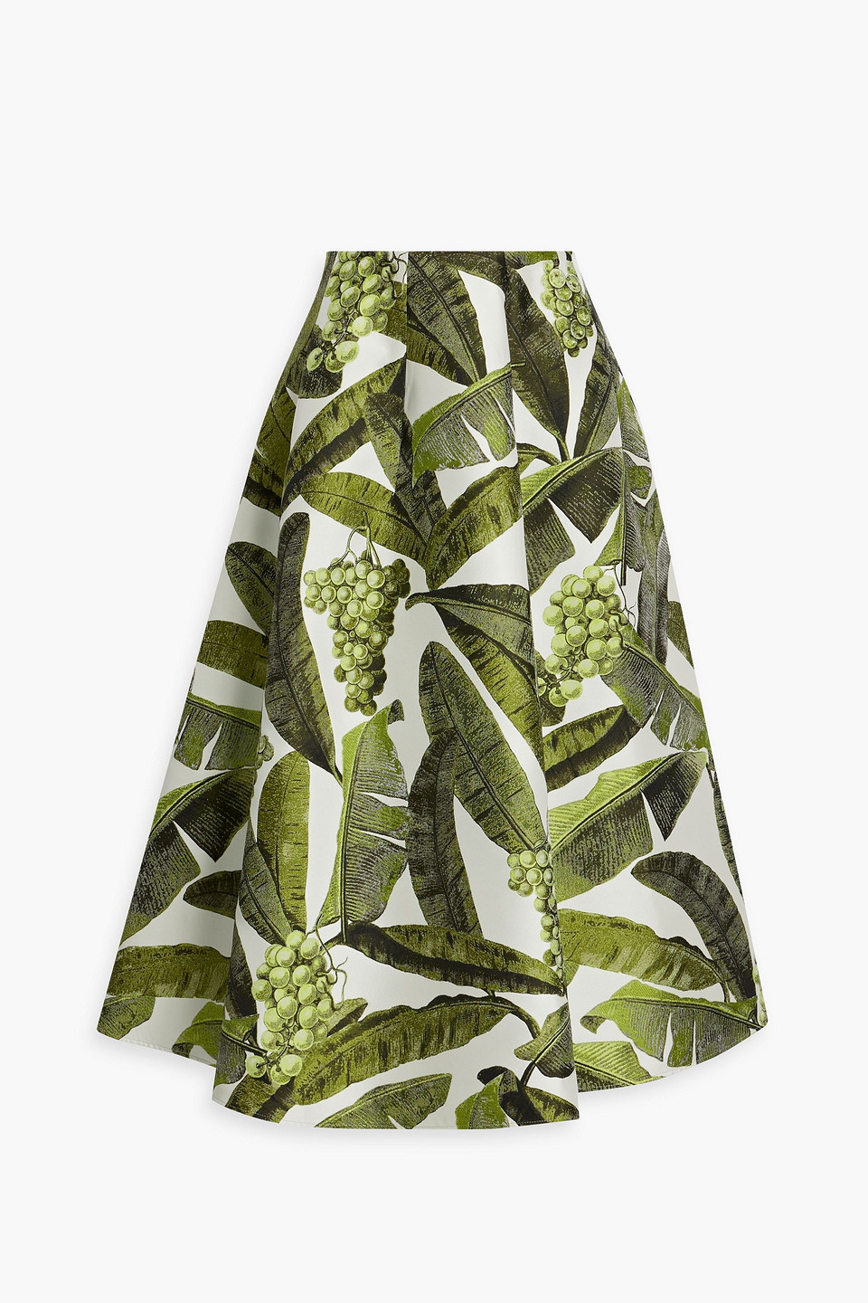 Oscar De La Renta Jacquard Midi Skirt In Leaf Green