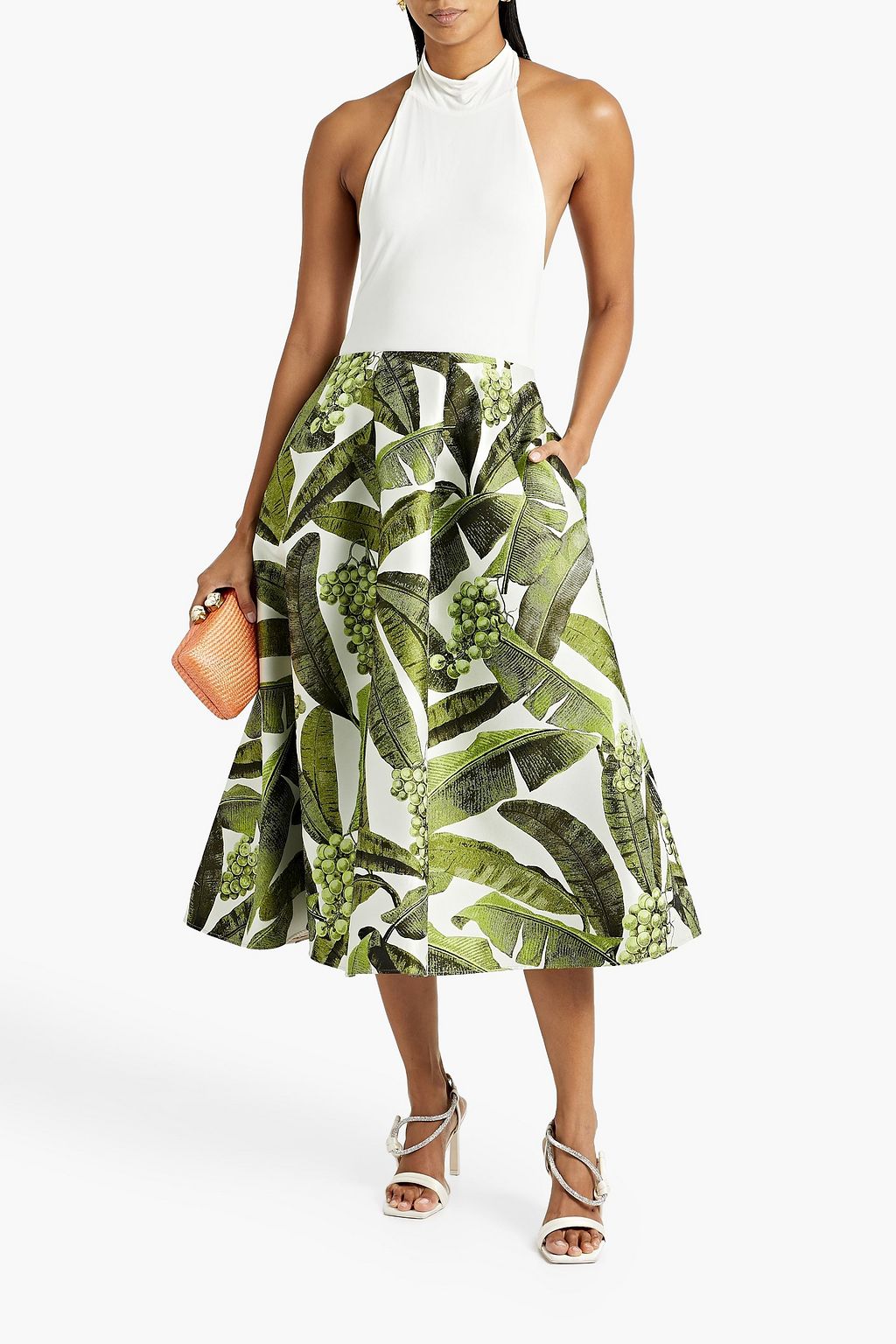 OSCAR DE LA RENTA Jacquard midi skirt