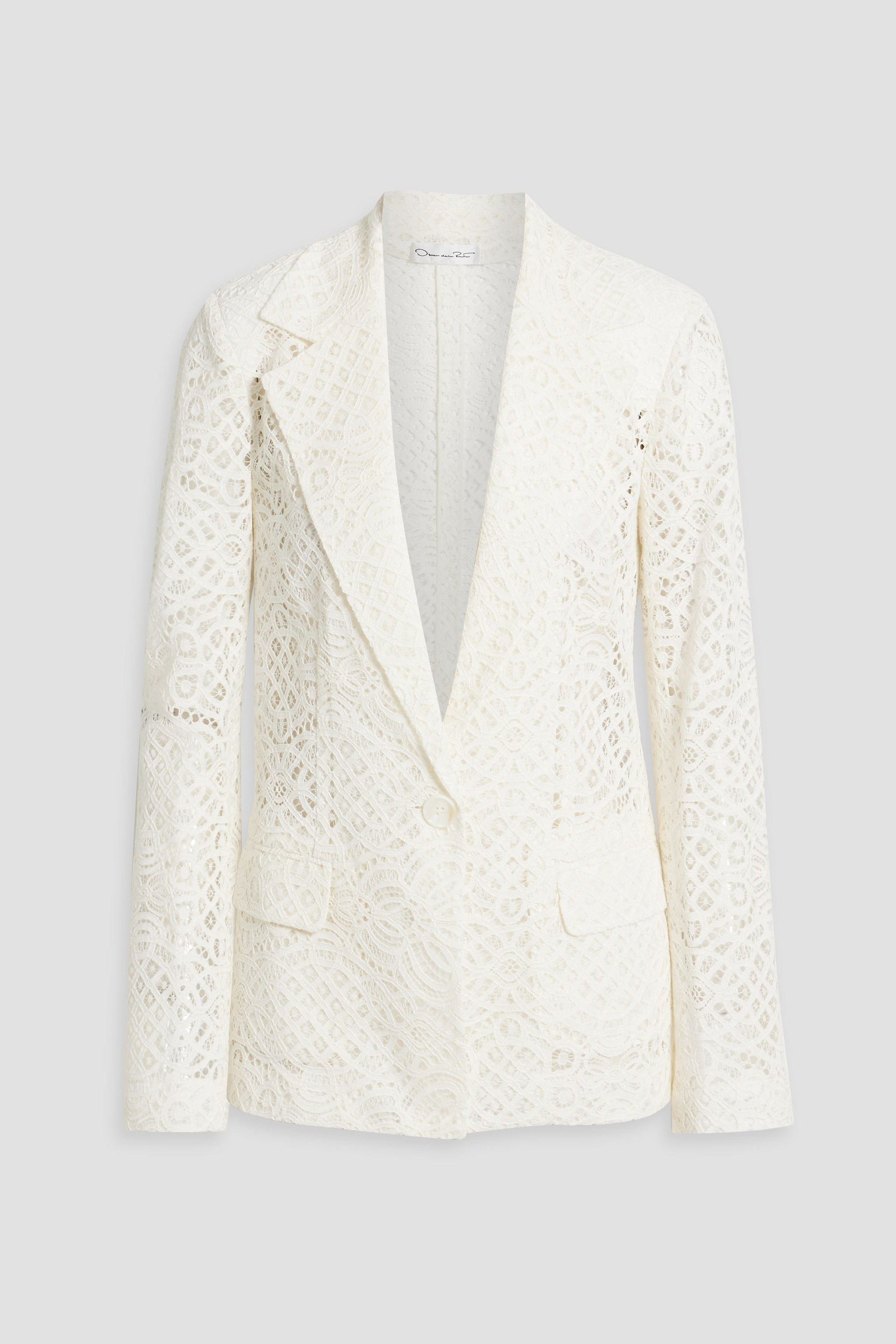 Oscar de la Renta Cotton guipure lace blazer thumbnail