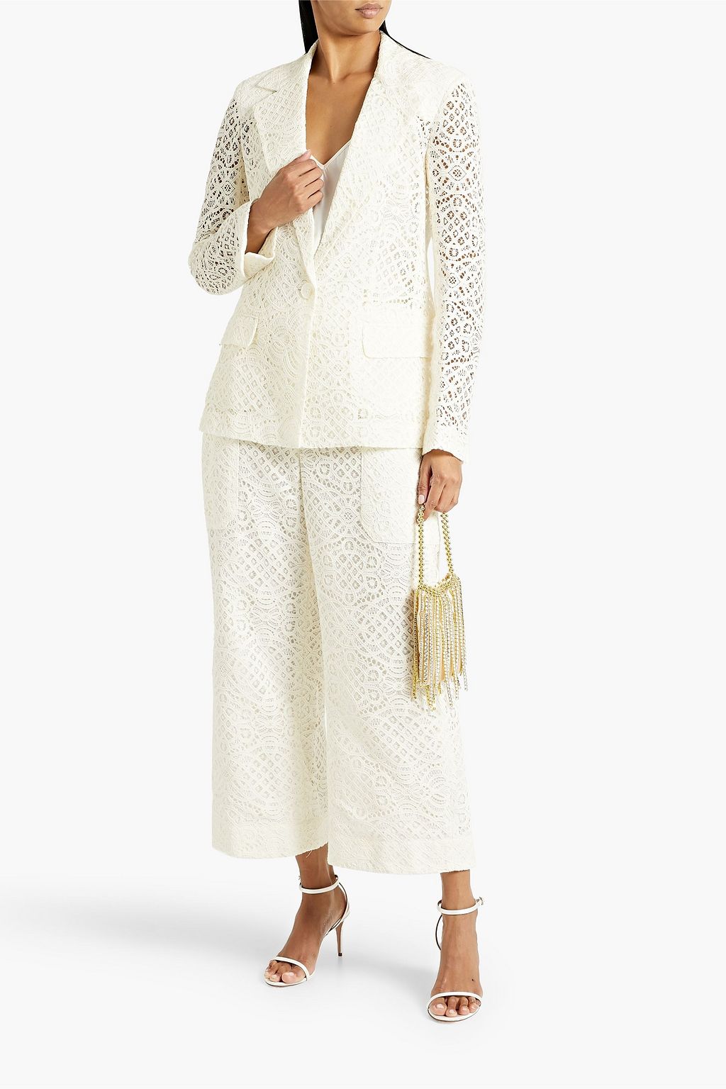 OSCAR DE LA RENTA 코튼 기퓌르 레이스 블레이저