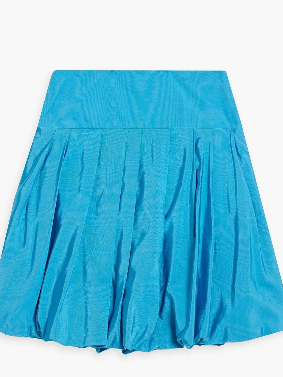 pleated cotton-blend moire mini skirt