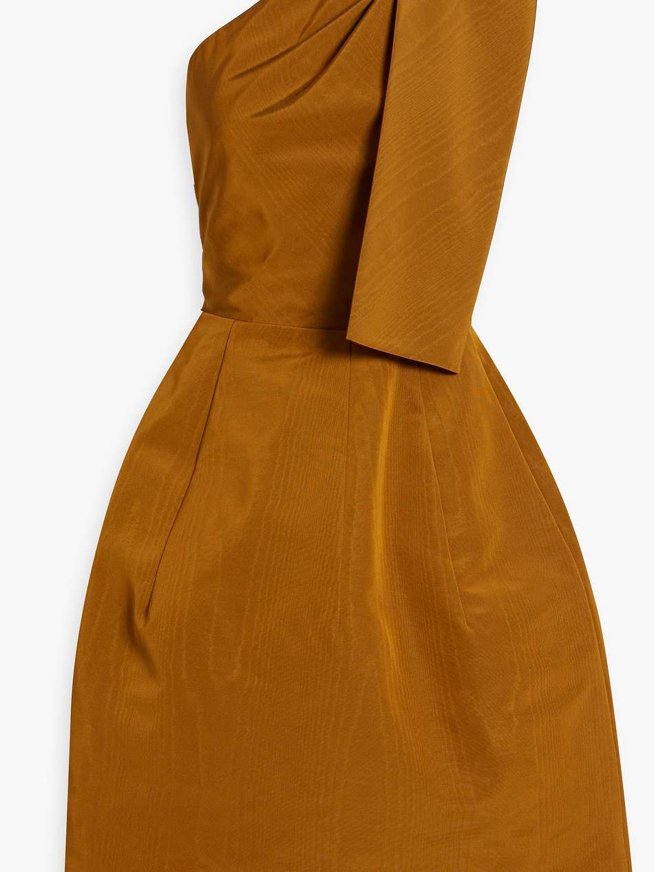 one-shoulder bow-detailed cotton-blend moire dress