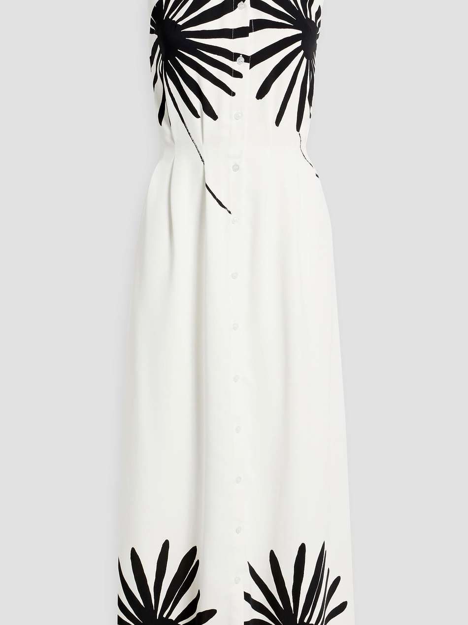twist-front printed crepe maxi dress
