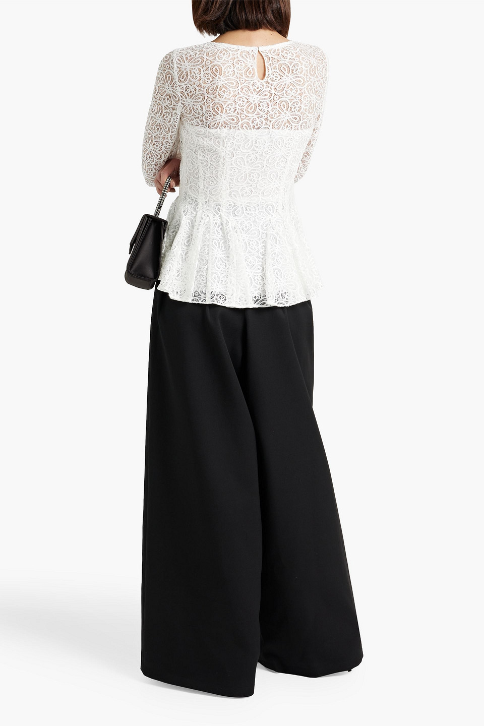 Shop Oscar De La Renta Pleated Wool Wide-leg Pants In Black