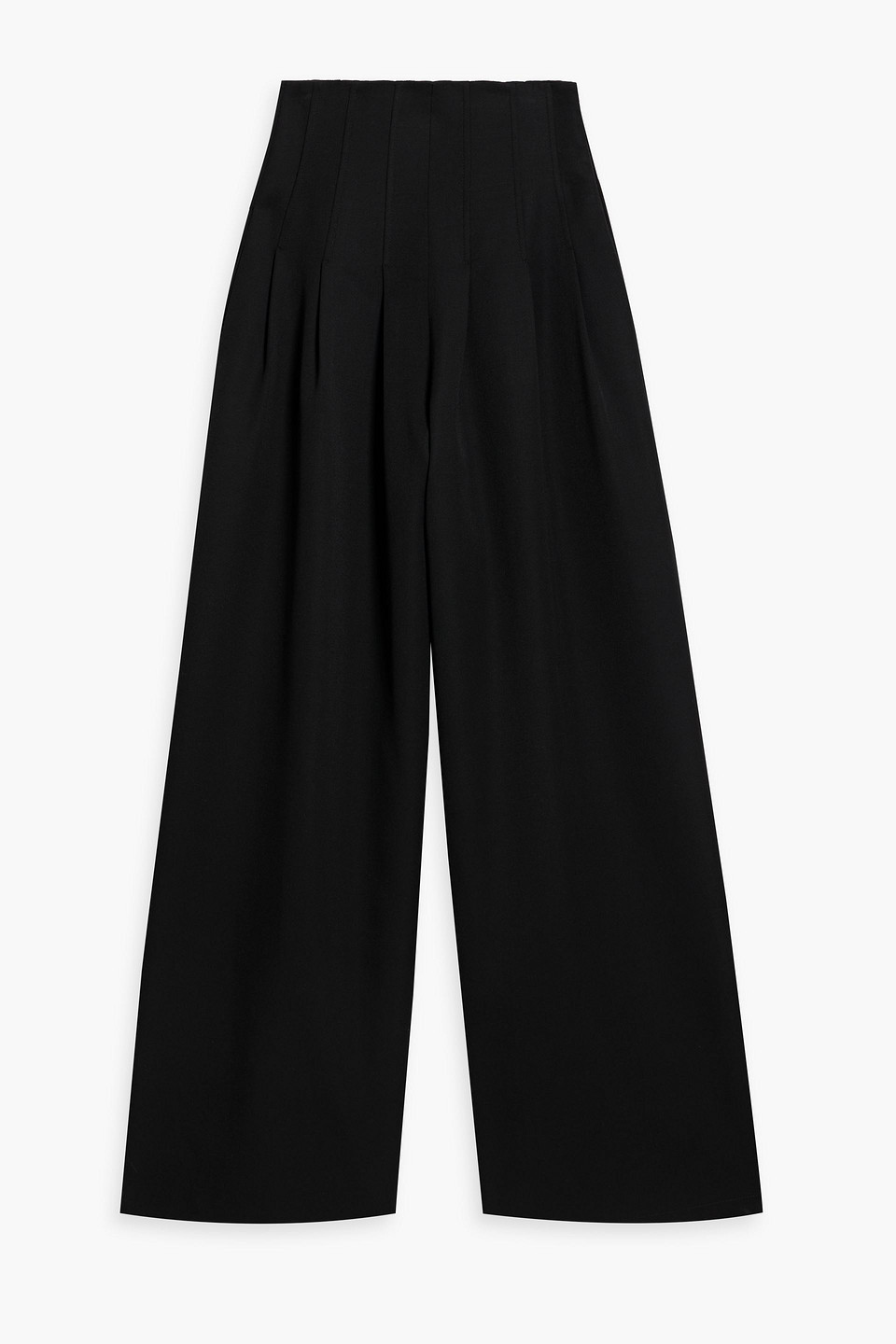 Oscar De La Renta Pleated Wool Wide-leg Pants In Black