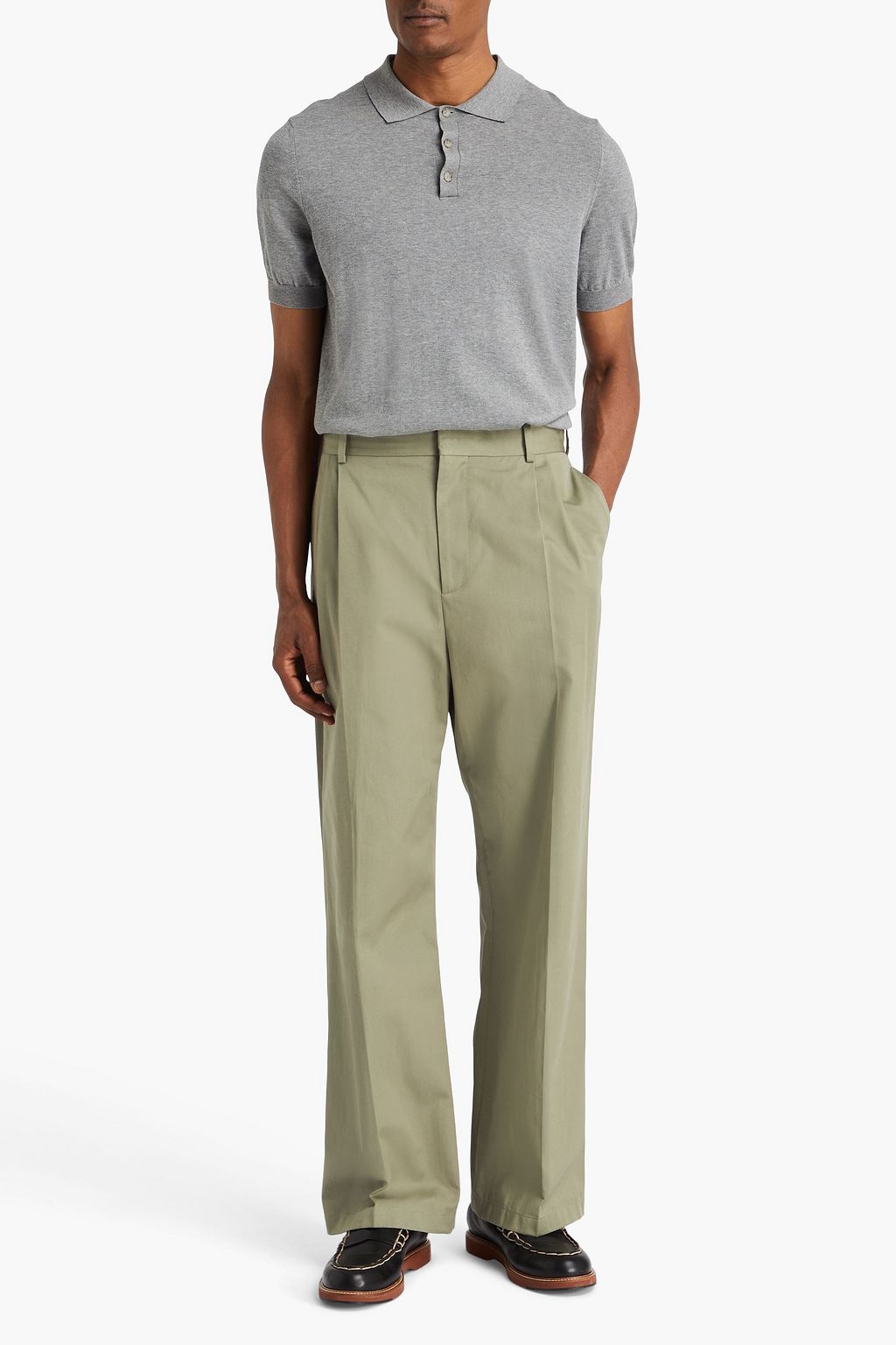 LOEWE Pleated cotton-twill chinos