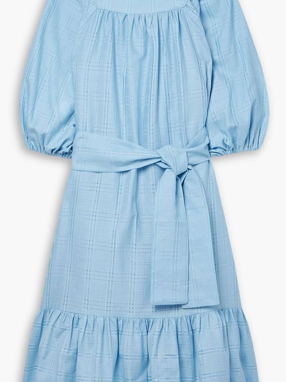 laure linen-blend jacquard midi dress