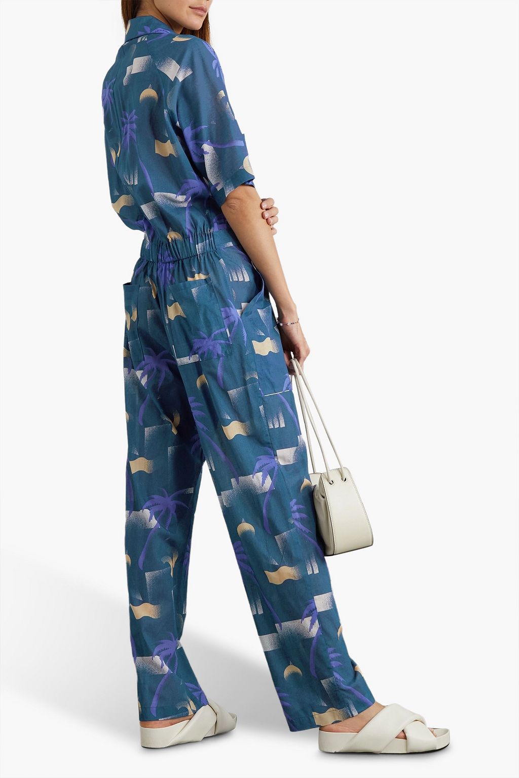 PARADISED Apres Beach belted printed voile jumpsuit