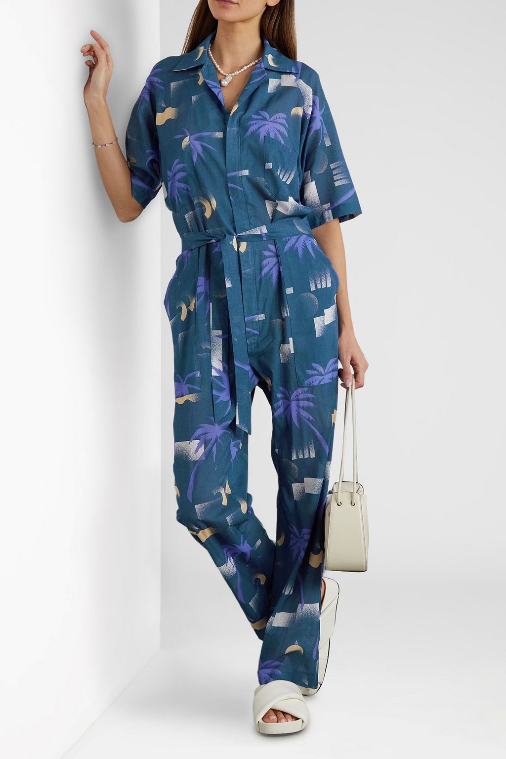 PARADISED Apres Beach belted printed voile jumpsuit