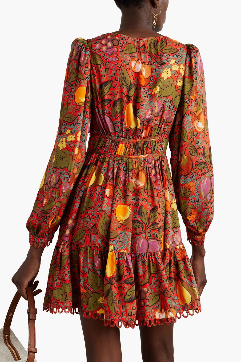 RHODE Rhedyn tiered printed crepe mini dress