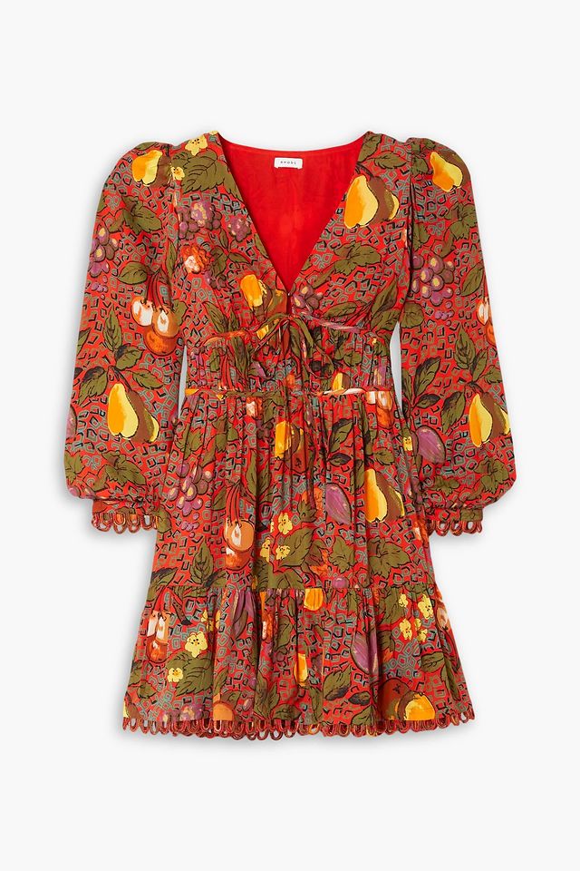 Rhedyn tiered printed crepe mini dress