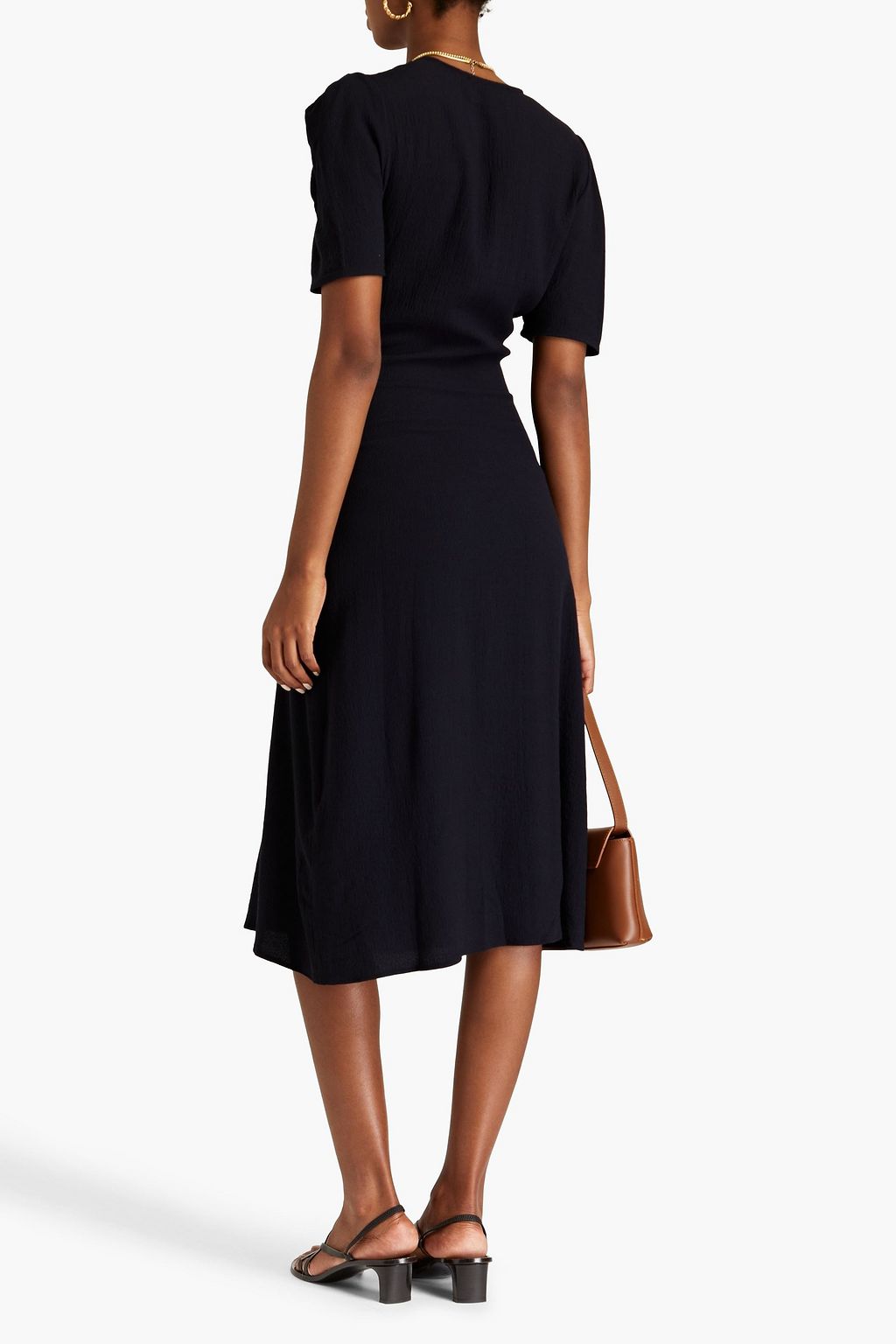 BA&SH Oya wrap-effect textured crepe midi dress