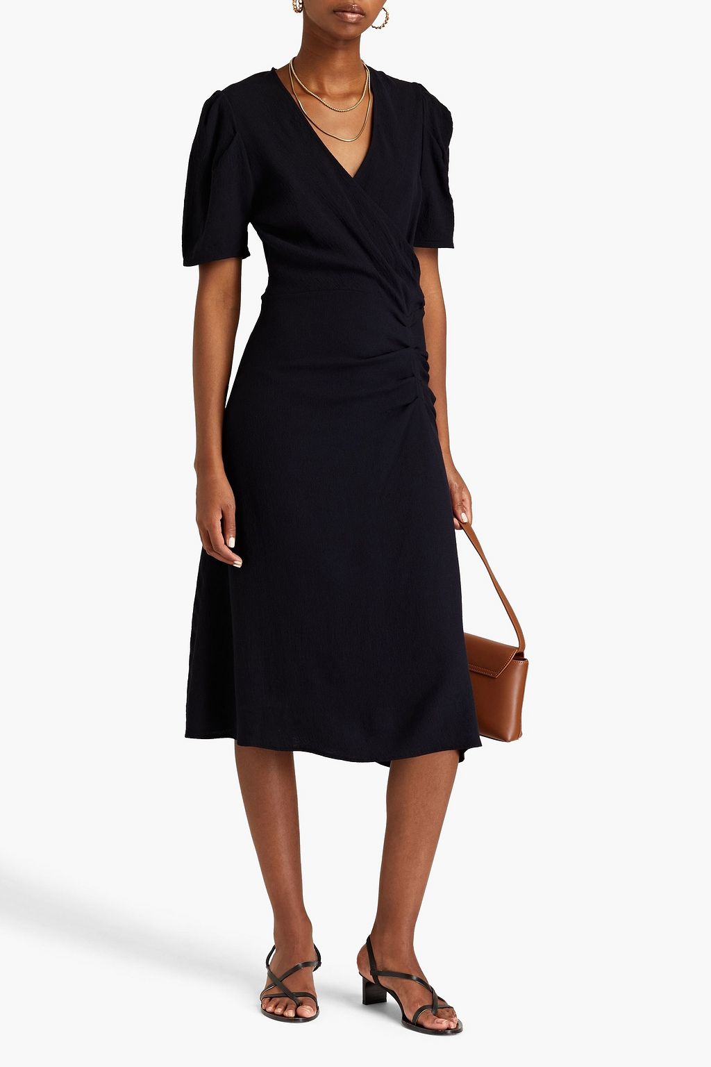 BA&SH Oya wrap-effect textured crepe midi dress
