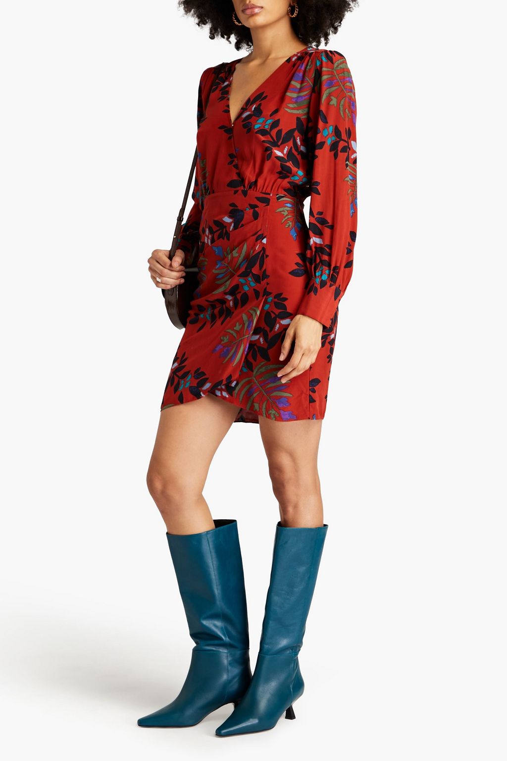 BA&SH Cassie wrap-effect floral-print satin mini dress