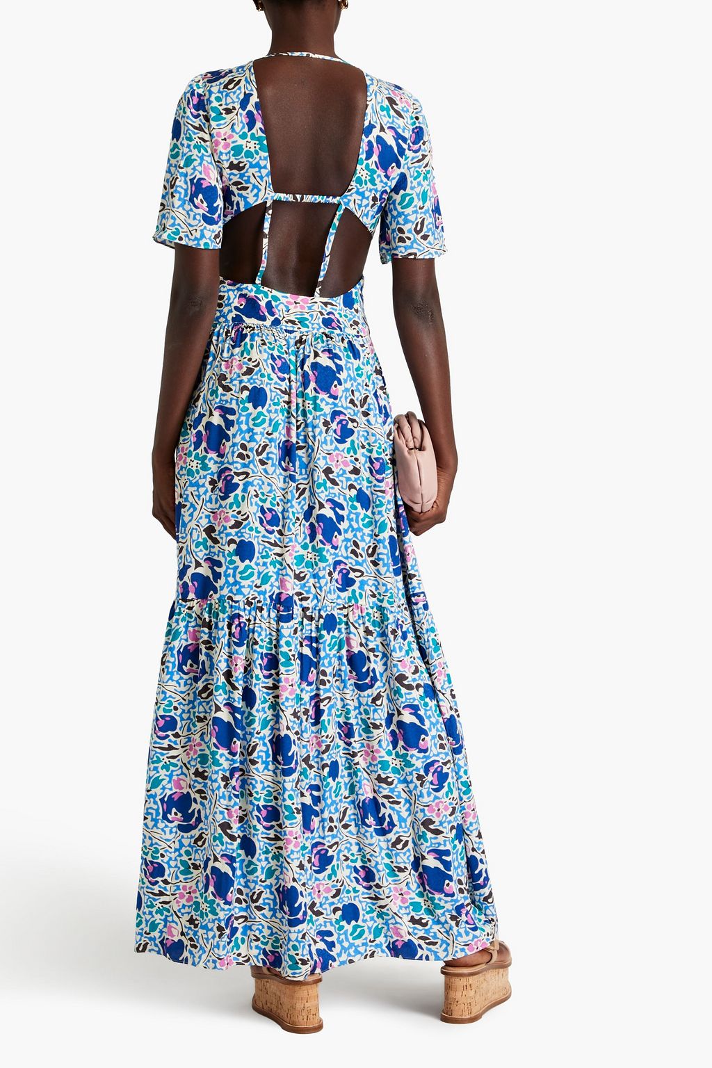 BA&SH Ova Maxikleid aus Jacquard mit Print und Cut-outs